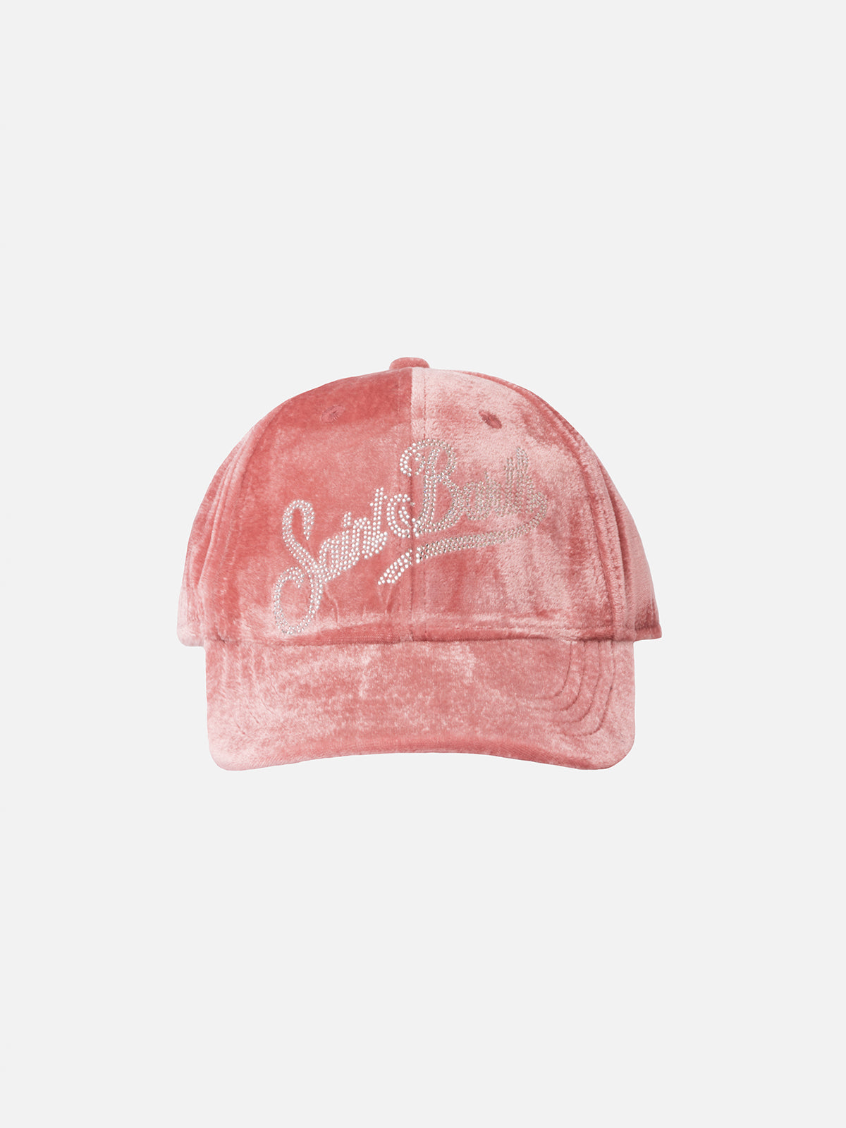 Pink Velvet Ball Cap Baseball With Rhinestones Logo Hat