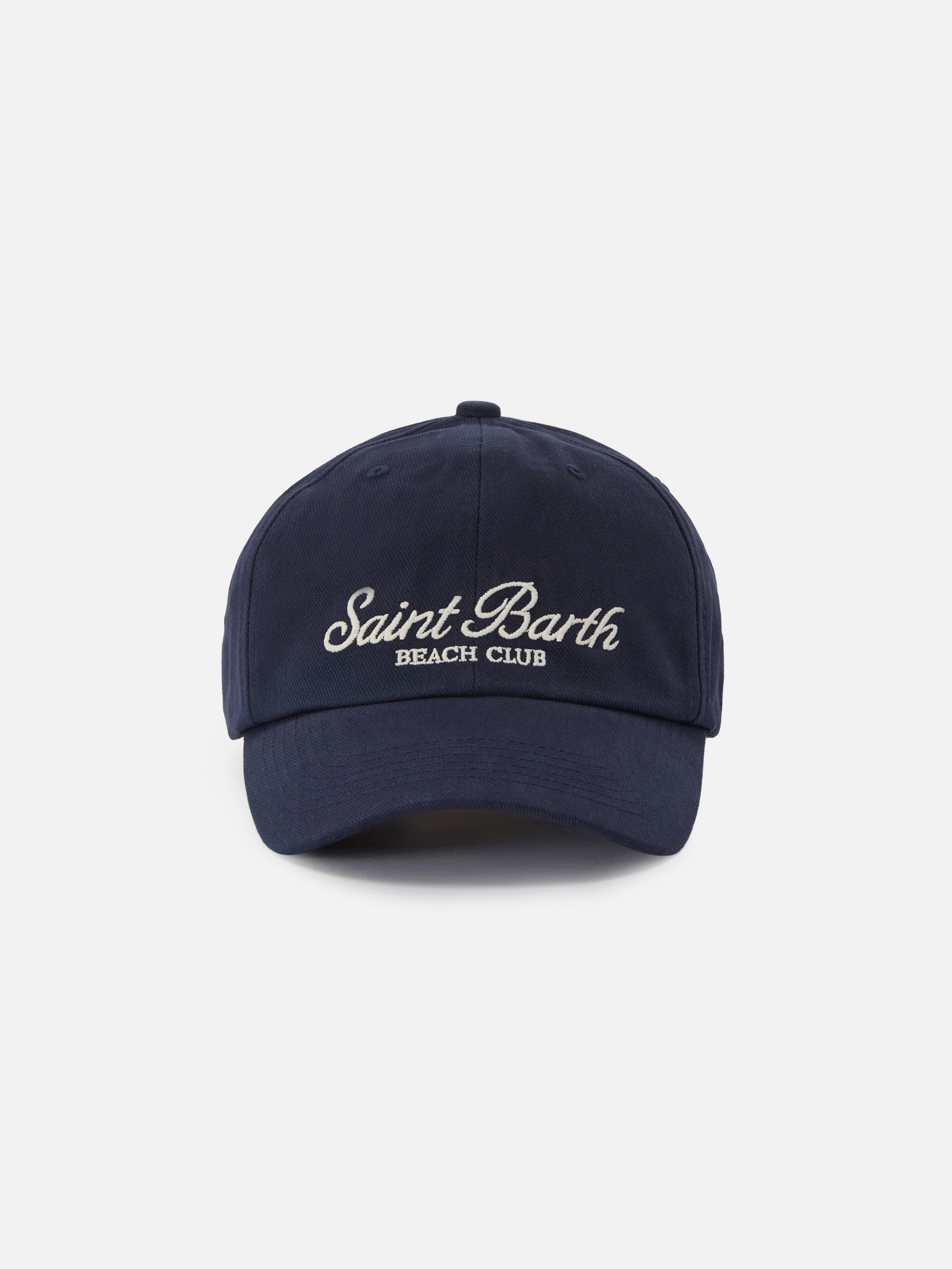 Baseball Cap With Visor Blue Cotton Embroidered Logo Hat
