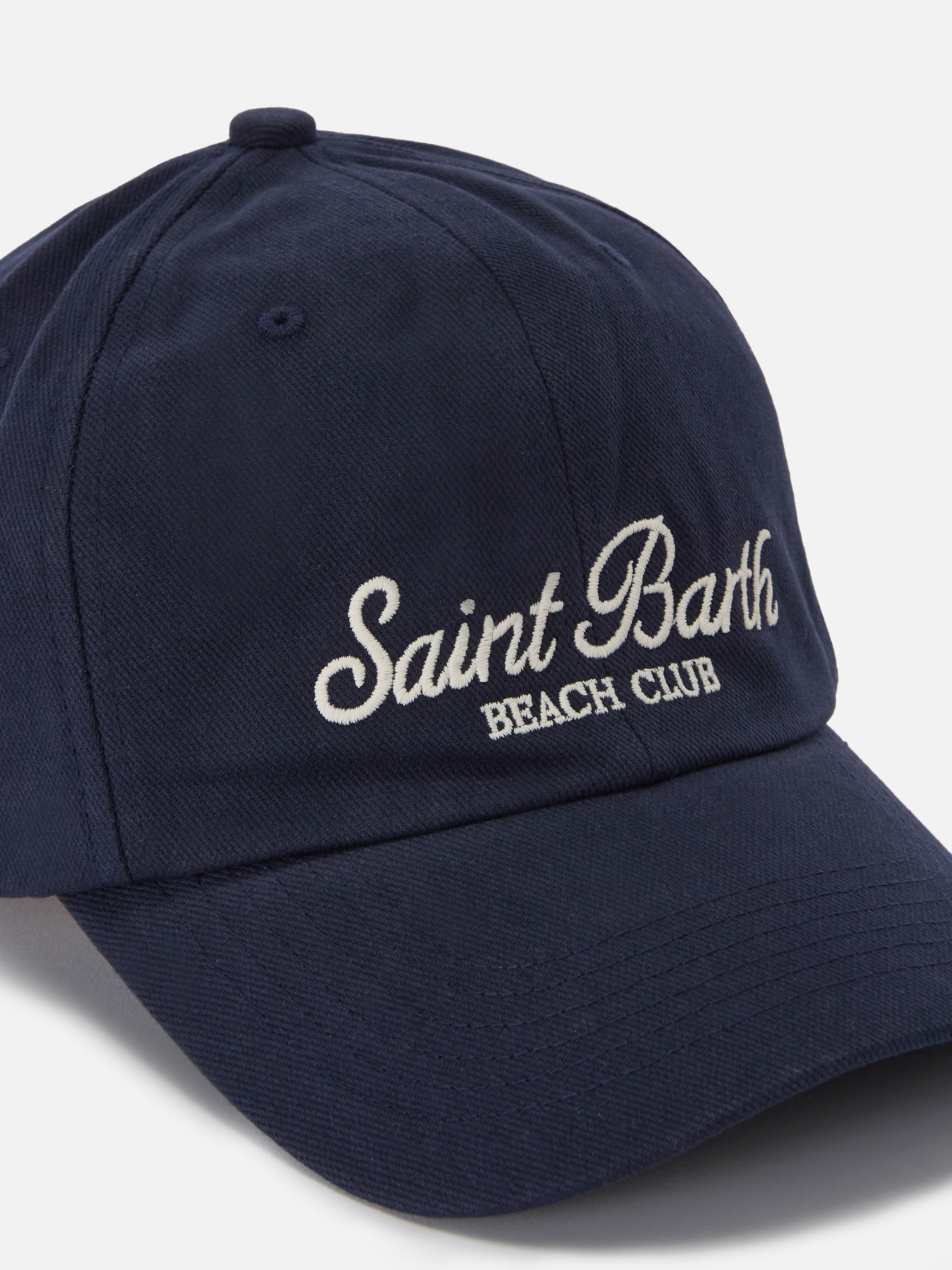 Baseball Cap With Visor Blue Cotton Embroidered Logo Hat
