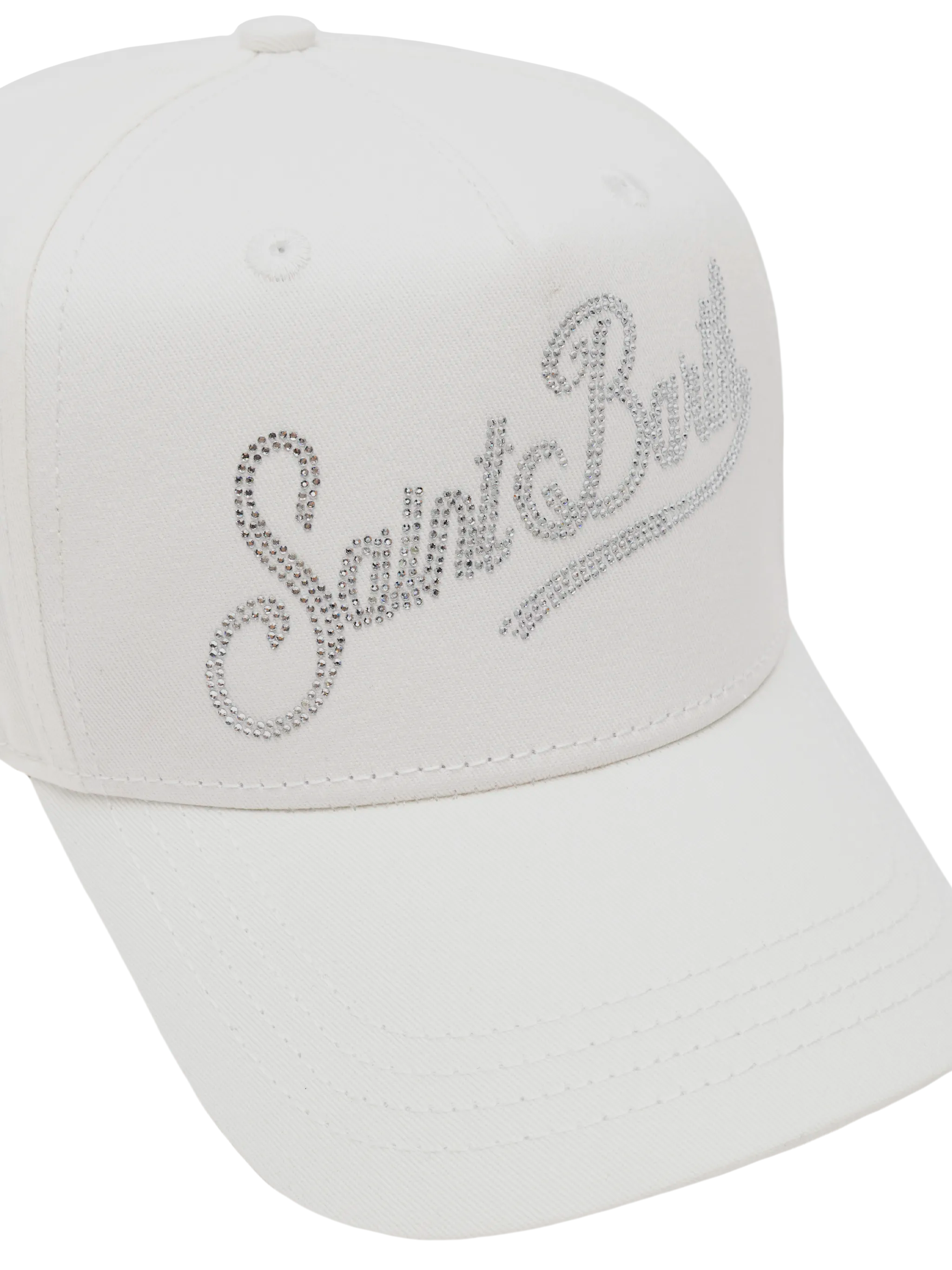 Baseball White Cotton Cap With Rhinestones Hat