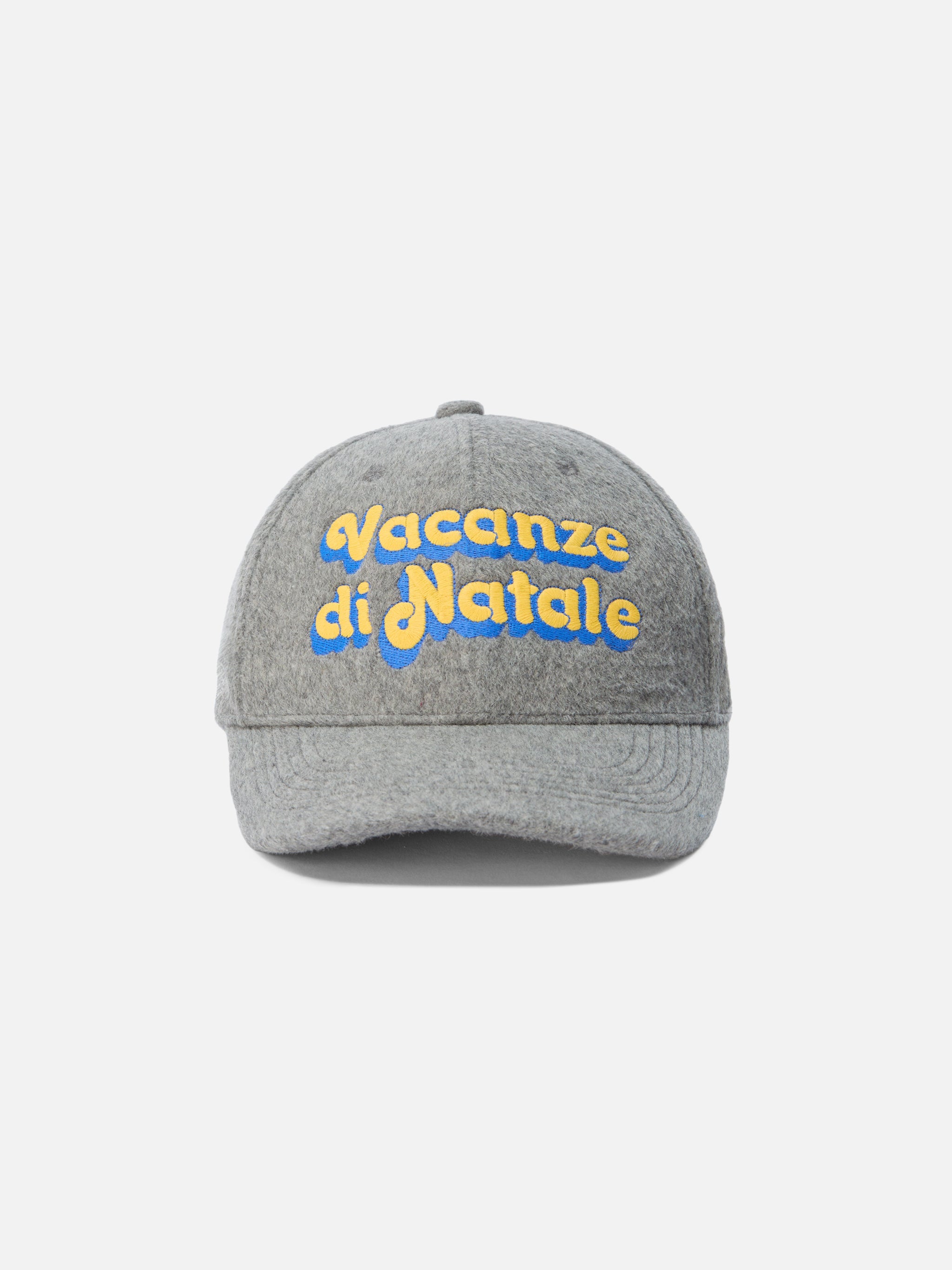 Baseball Cap Wool Blend With Christmas Vacation Embroidery | Vacanze Di Natale Special Edition Grey Hat