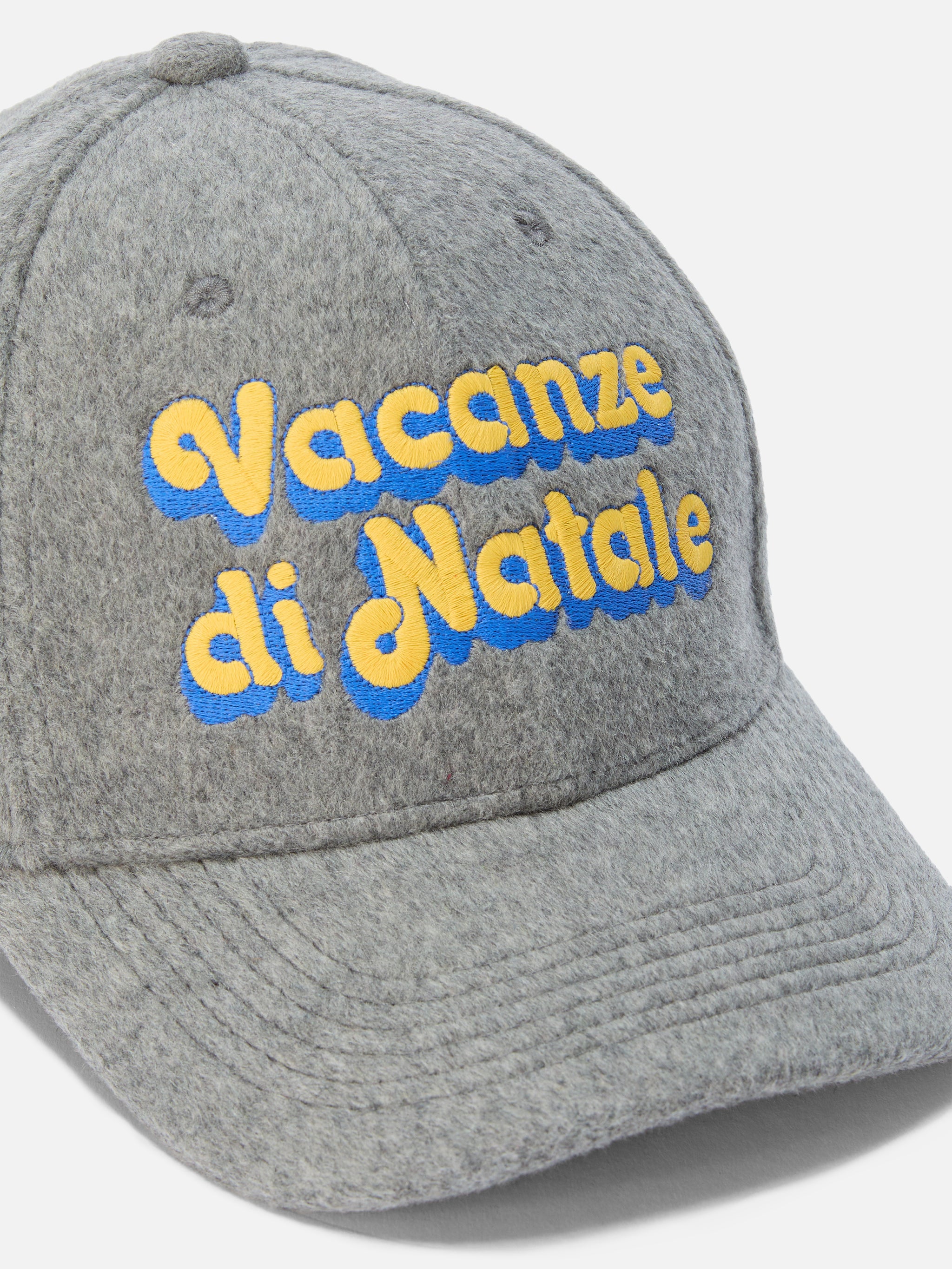 Baseball Cap Wool Blend With Christmas Vacation Embroidery | Vacanze Di Natale Special Edition Grey Hat