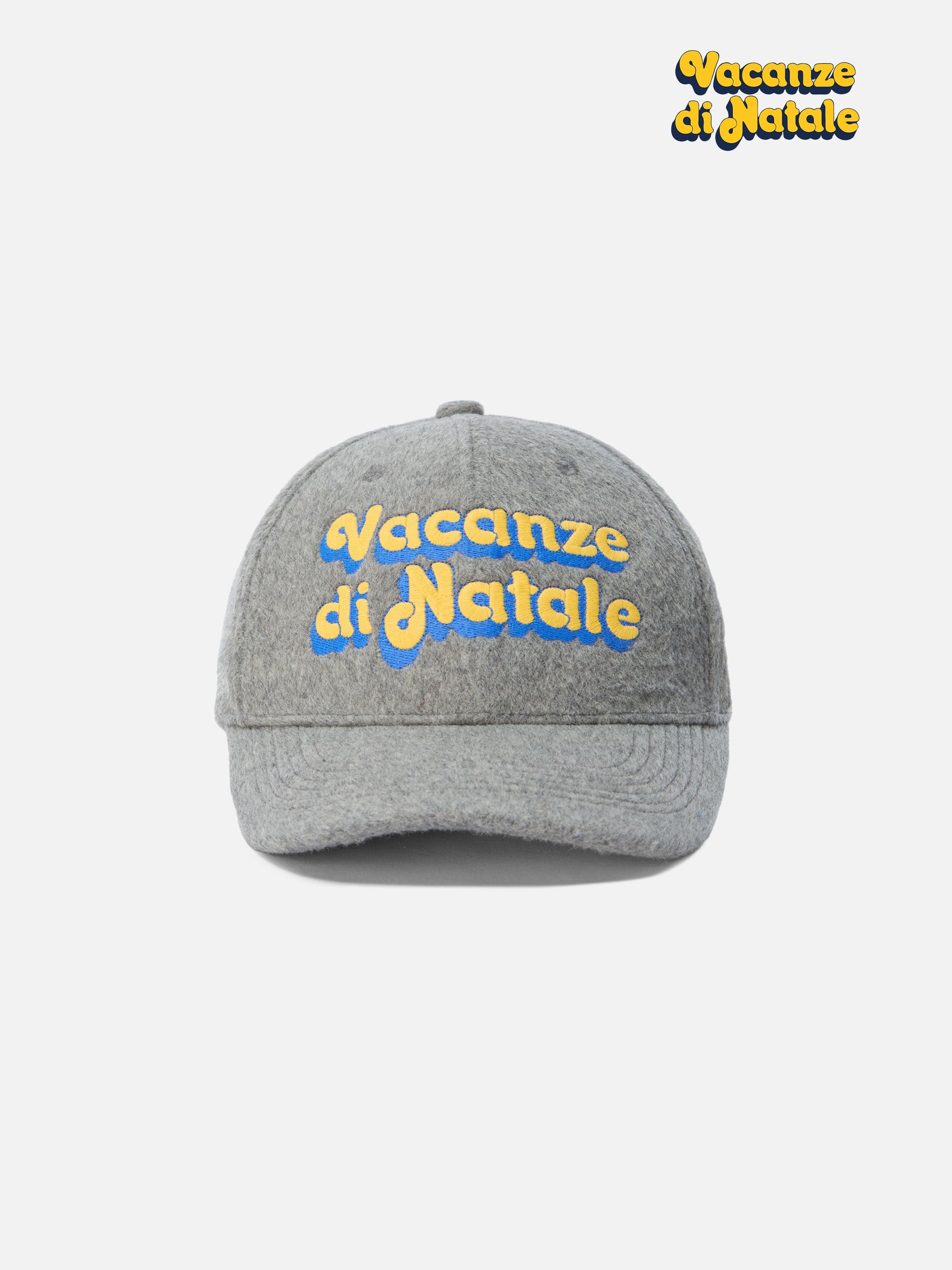 Baseball Cap Wool Blend With Christmas Vacation Embroidery | Vacanze Di Natale Special Edition Grey Hat