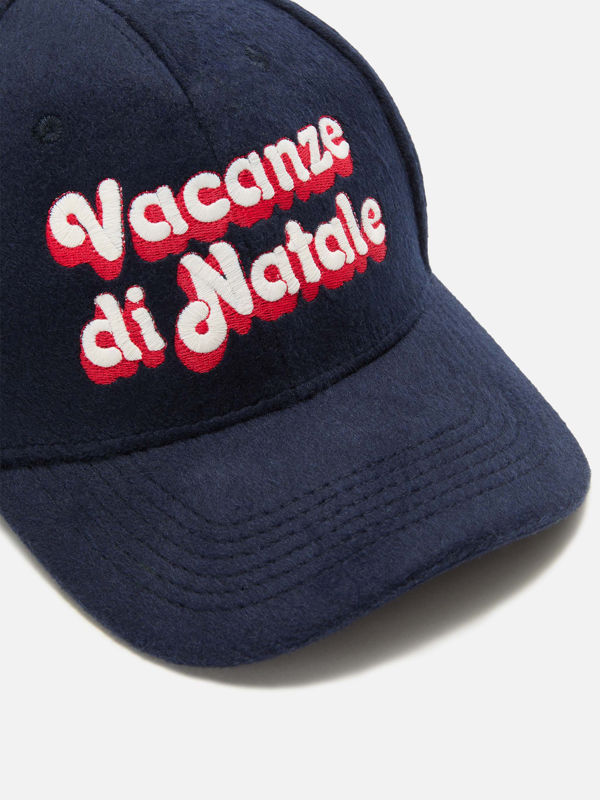 Baseball Cap Wool Blend With Christmas Vacation Embroidery | Vacanze Di Natale Special Edition Blue Hat
