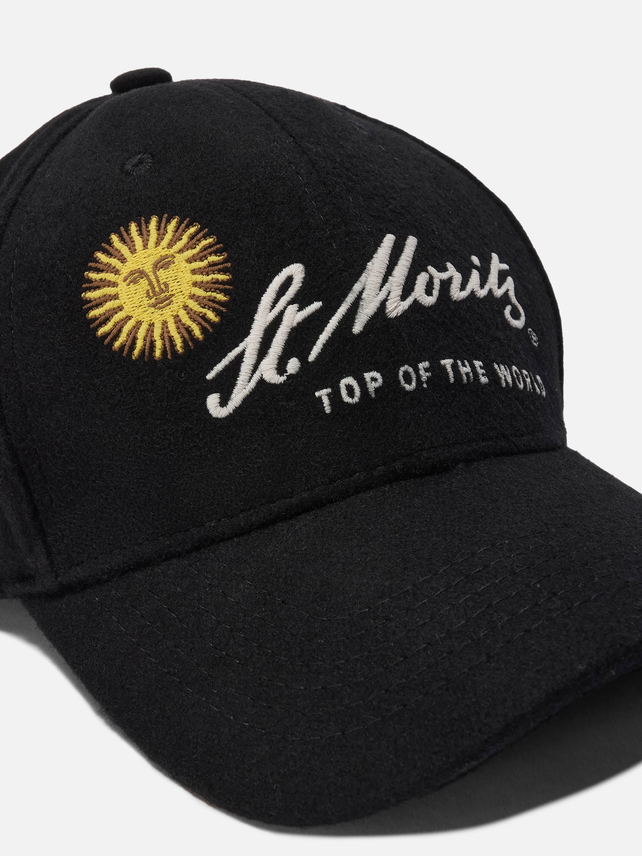 Baseball Cap Wool Blend With St. Moritz Embroidery | Top Of The World Special Edition Black Hat