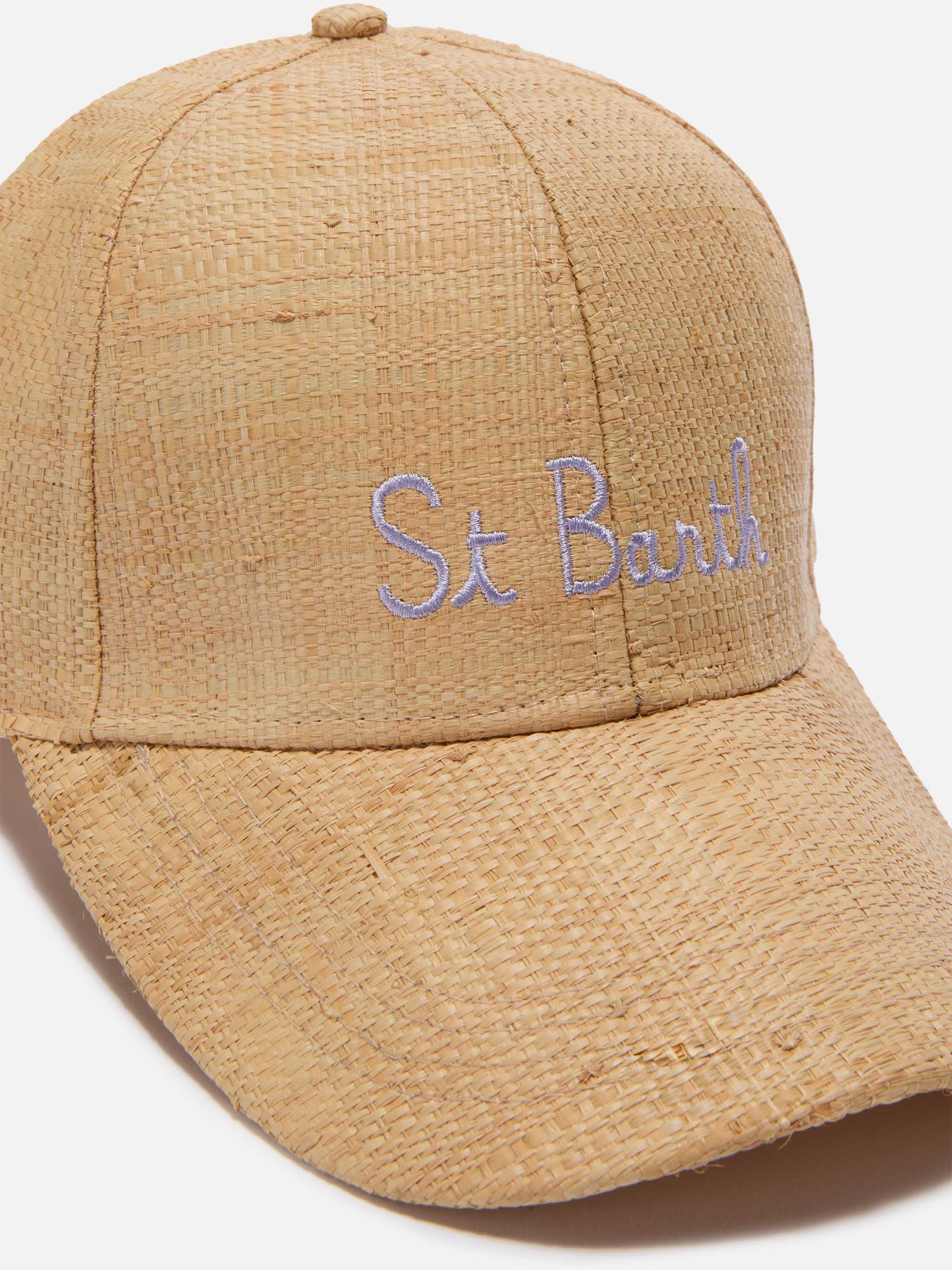 Baseball Beige Raffia Cap With St. Barth Embroidery __single__ Hat