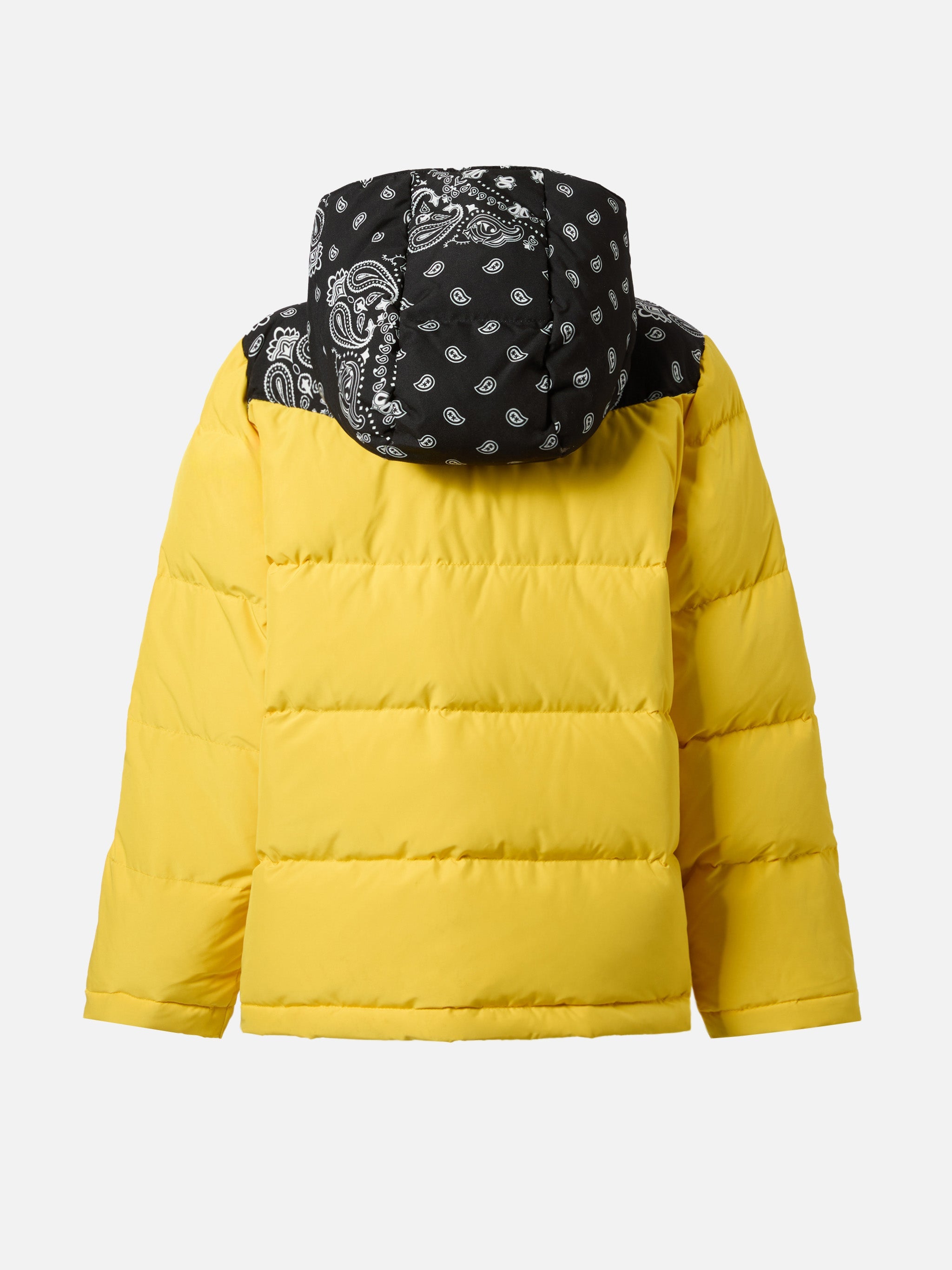 Hooded Down Padded Jacket Baxter Jr With Bandana Print Yellow