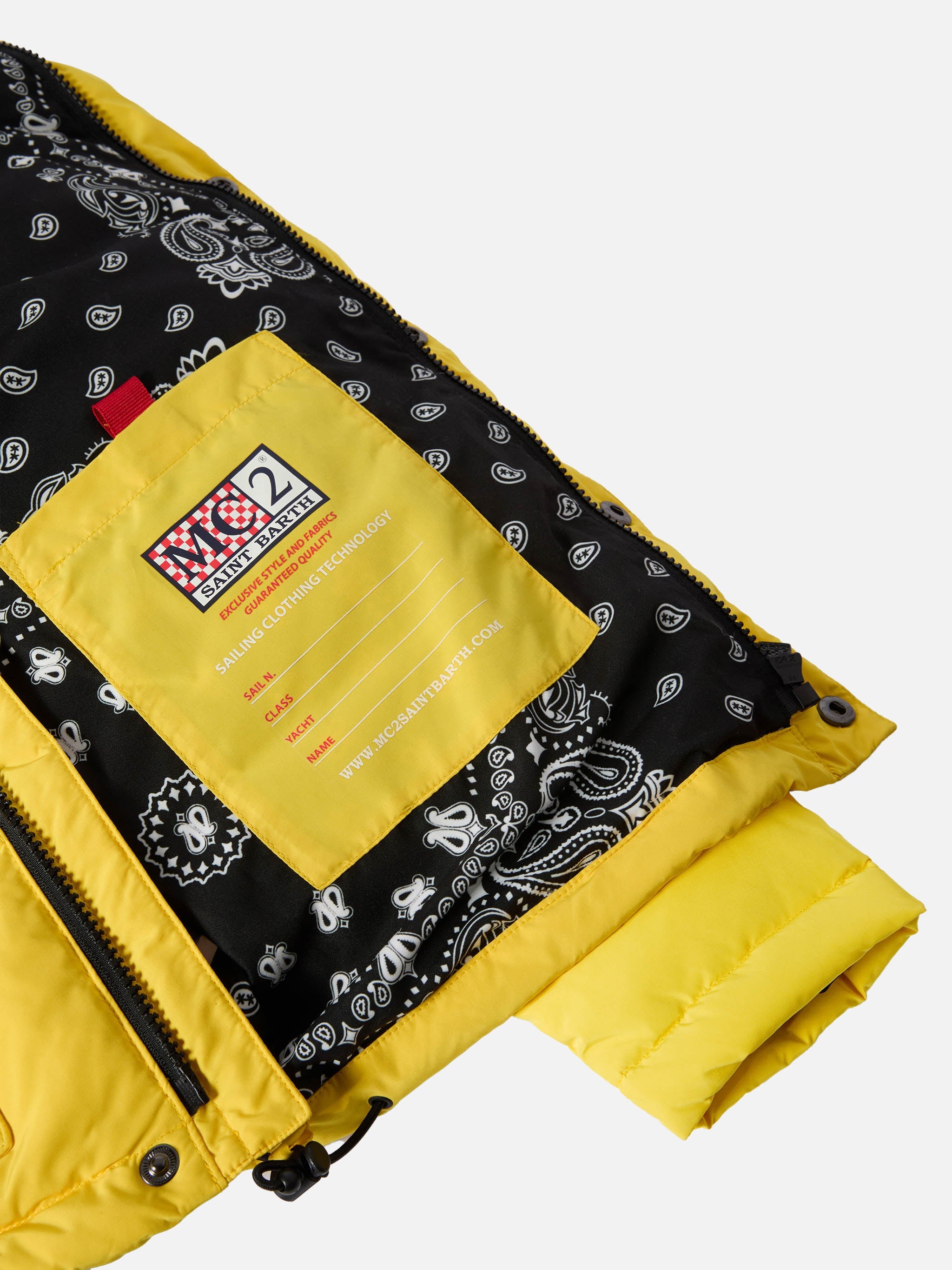 Hooded Down Padded Jacket Baxter Jr With Bandana Print Yellow