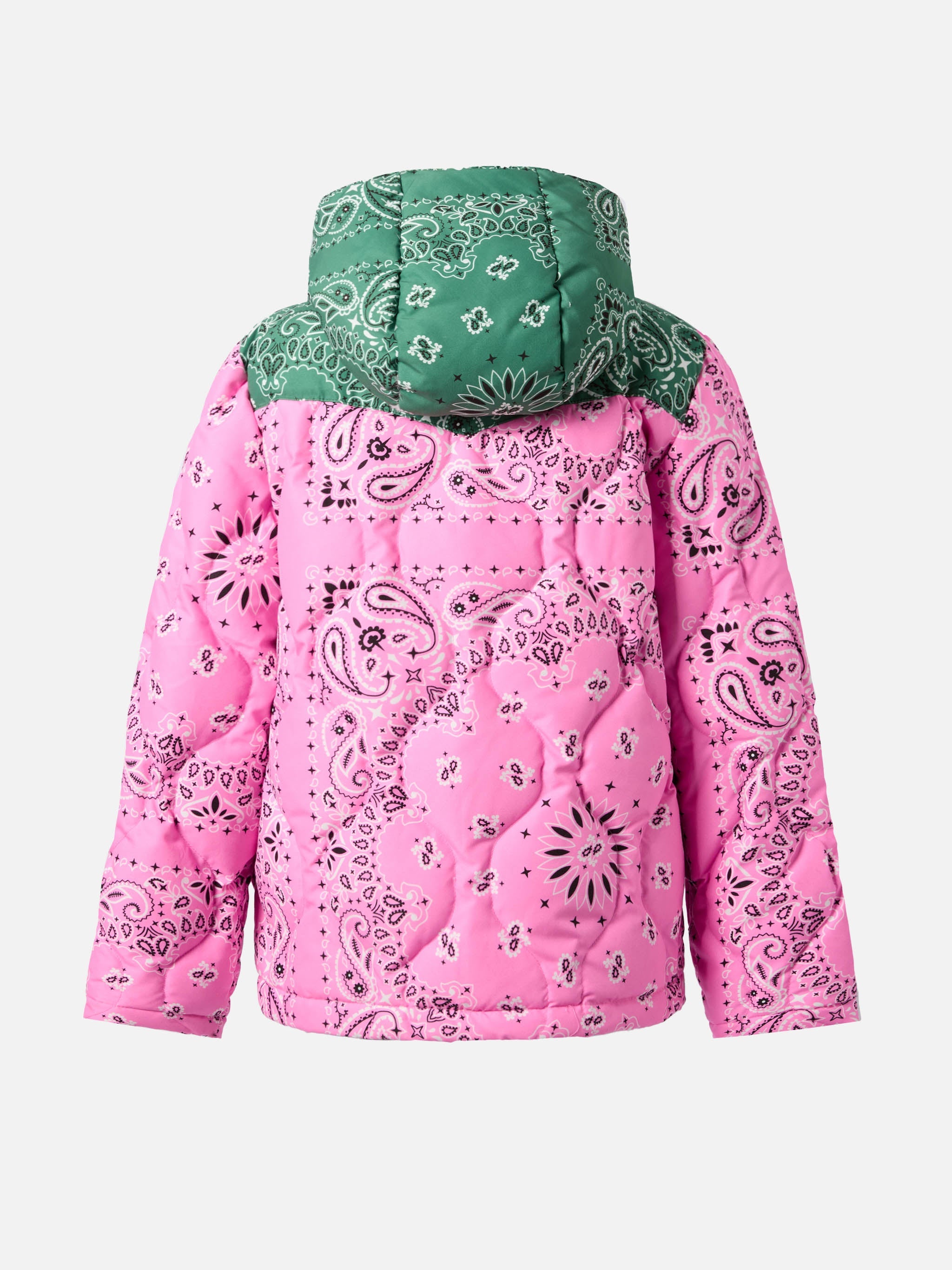 Hooded Down Padded Jacket Baxter Jr With Bandana Print Pink