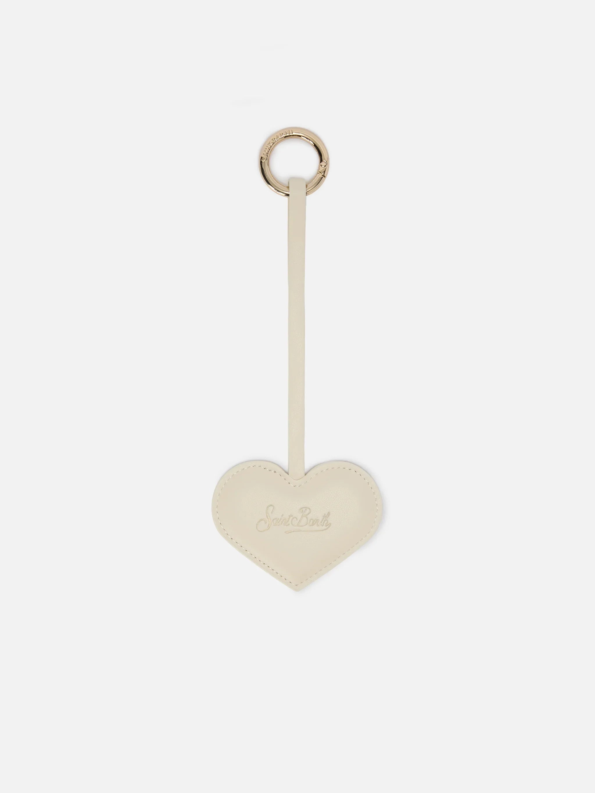 Heart Bag Charm White Leather Small Accessories