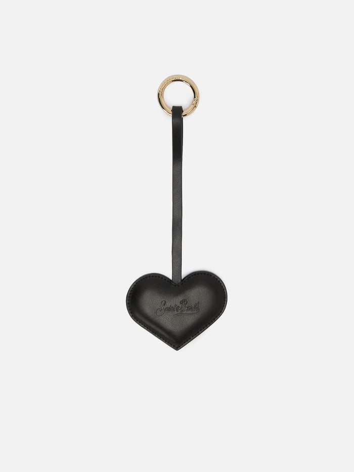 Heart Bag Charm Black Leather Small Accessories