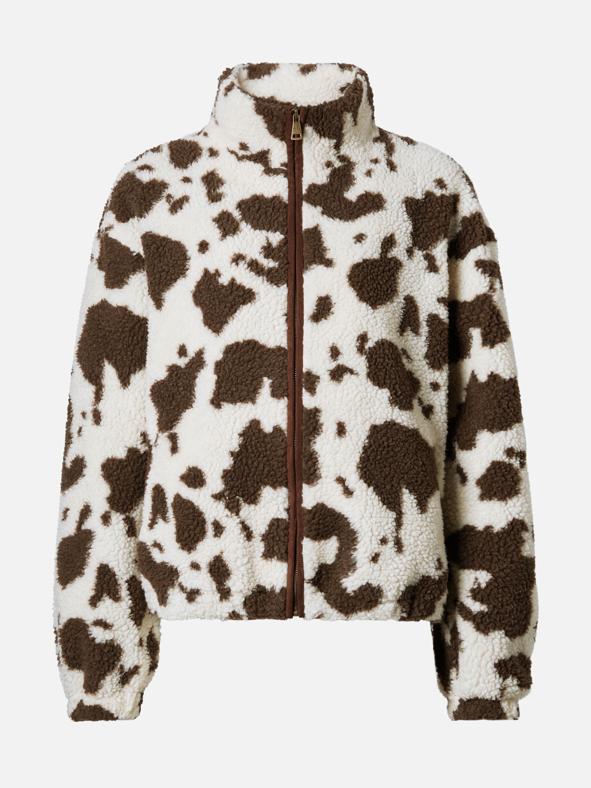 Bercy Teddy Jacket With Cow Print And Faux-Suede Details White