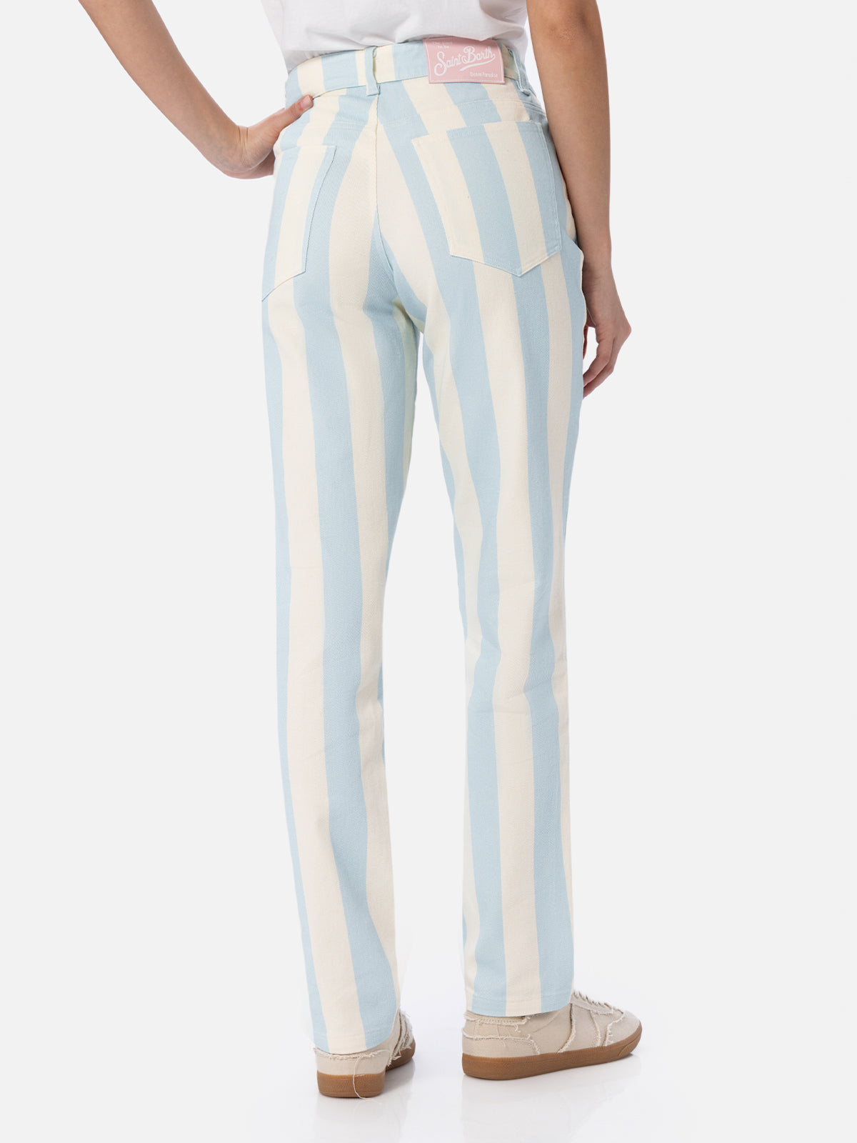 Belleville Light Blue Striped Denim Pants Sky