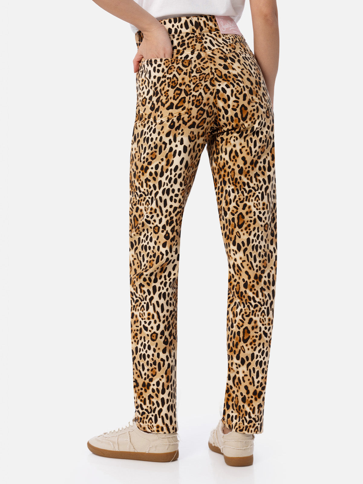 Belleville Animal Print Denim Pants Beige