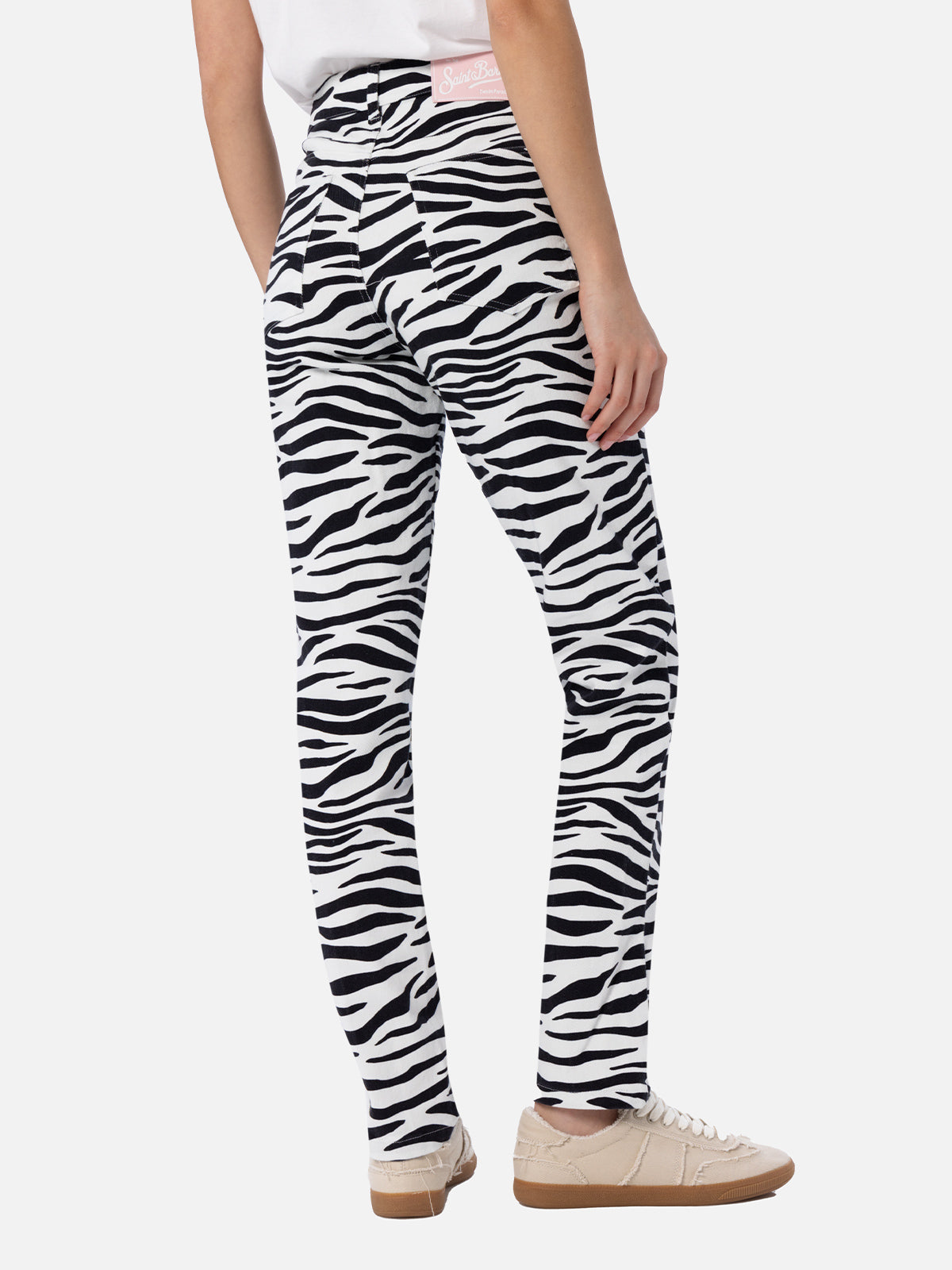 Belleville Zebra Print Denim Pants White
