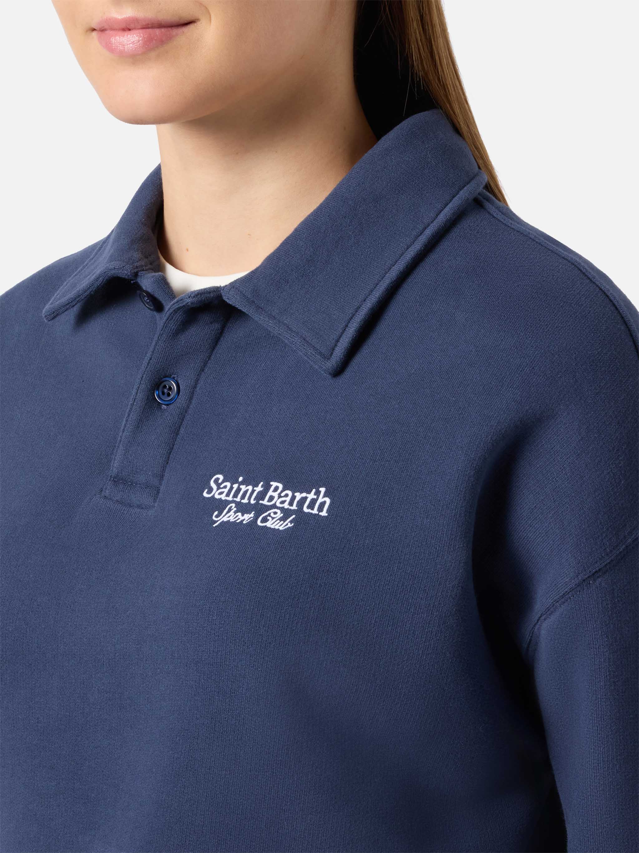 Berenice Sweatshirt Blue With Saint Barth Sport Club Embroidery Polo Shirt