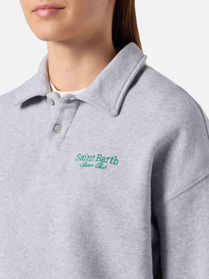 Berenice Sweatshirt Grey Melange With Saint Barth Sport Club Embroidery Polo Shirt