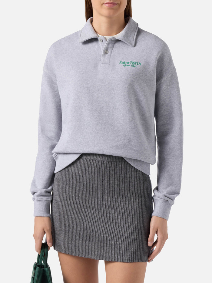 Berenice Sweatshirt Grey Melange With Saint Barth Sport Club Embroidery Polo Shirt
