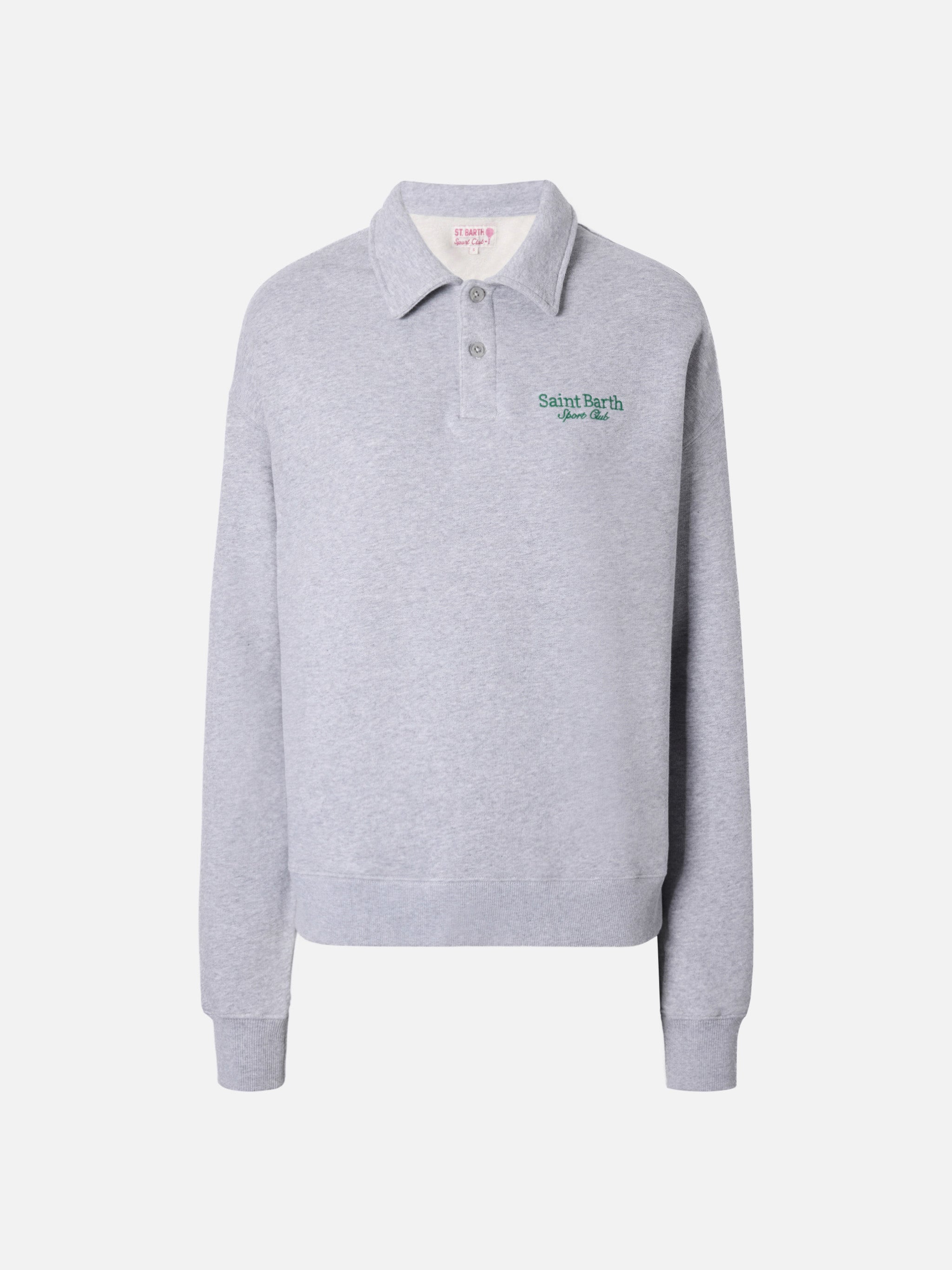 Berenice Sweatshirt Grey Melange With Saint Barth Sport Club Embroidery Polo Shirt