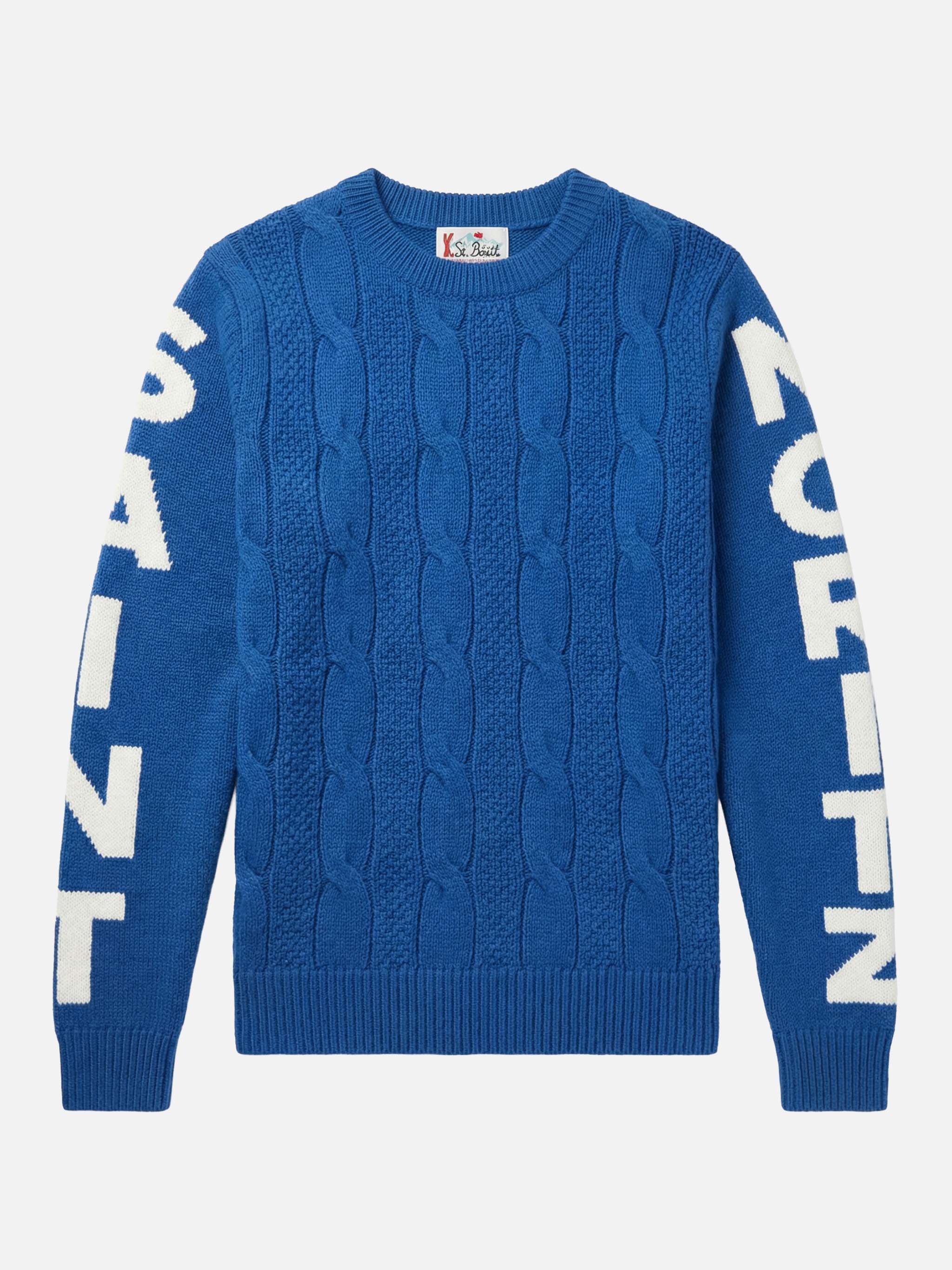 Bluette Cable Knit Crewneck Bergen Sky