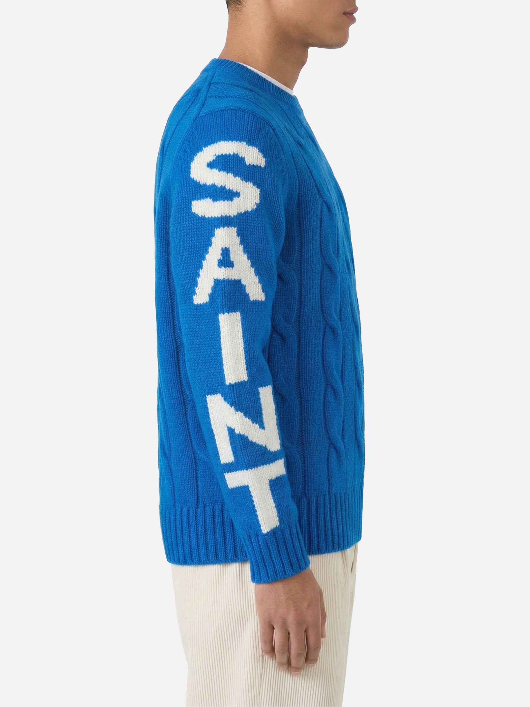 Bluette Cable Knit Crewneck Bergen Sky