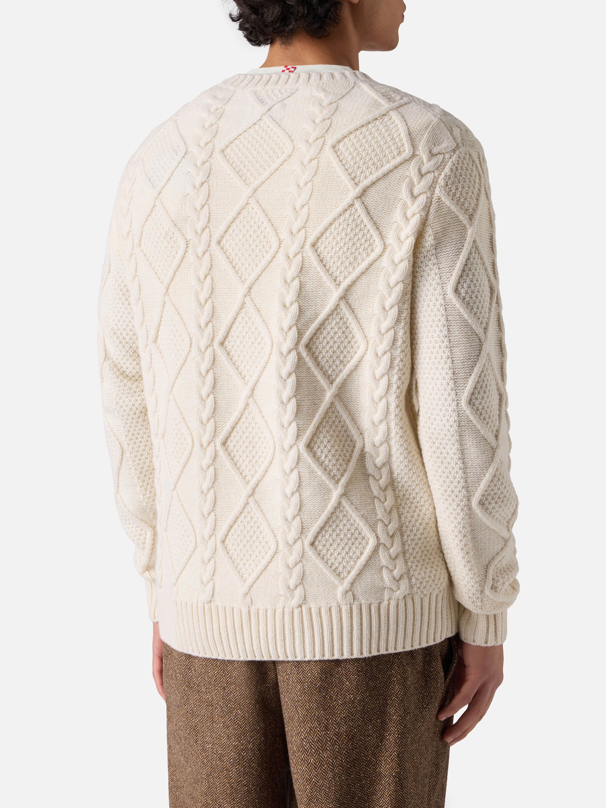 White Crewneck Sweater Bergen Tricot With Vacanze Di Natale 83 Embroidery __single__ Knitwear
