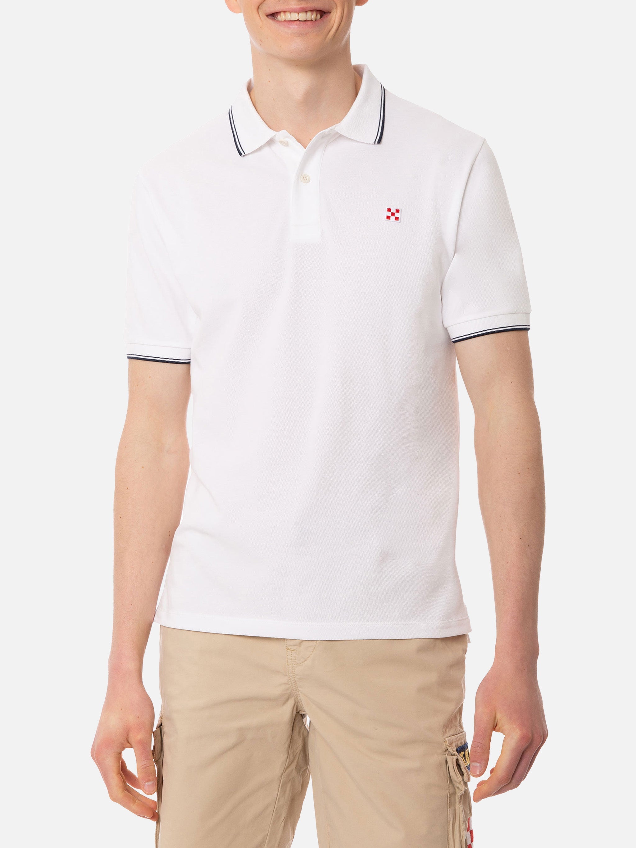 White Piquet Polo With St. Barth Logo Shirt
