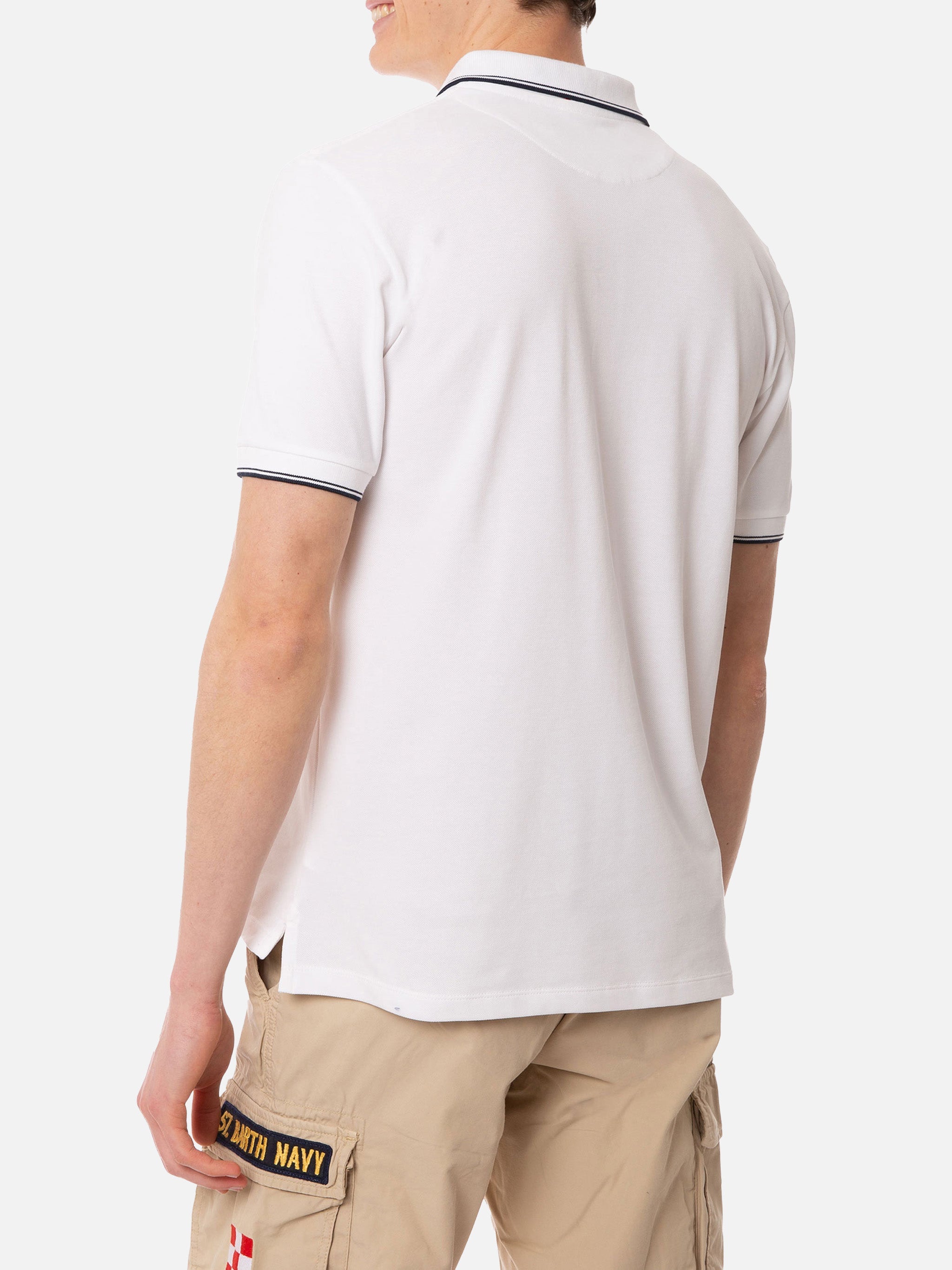 White Piquet Polo With St. Barth Logo Shirt