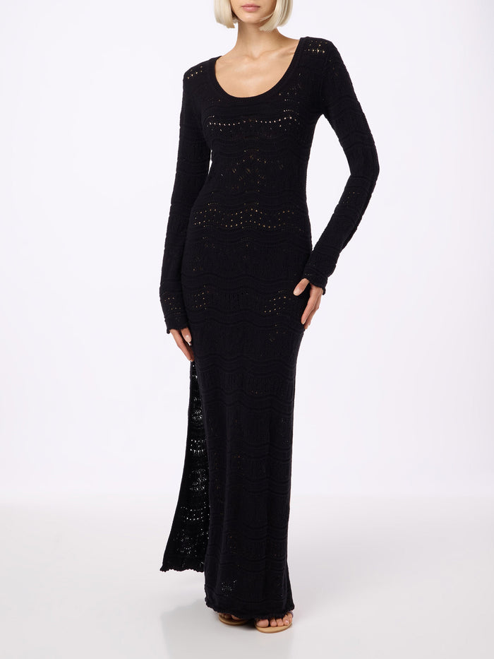 Belly Black Textured Cotton Midi Dress