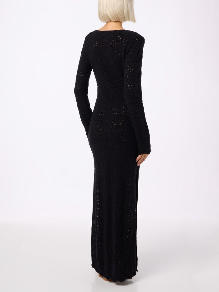 Belly Black Textured Cotton Midi Dress
