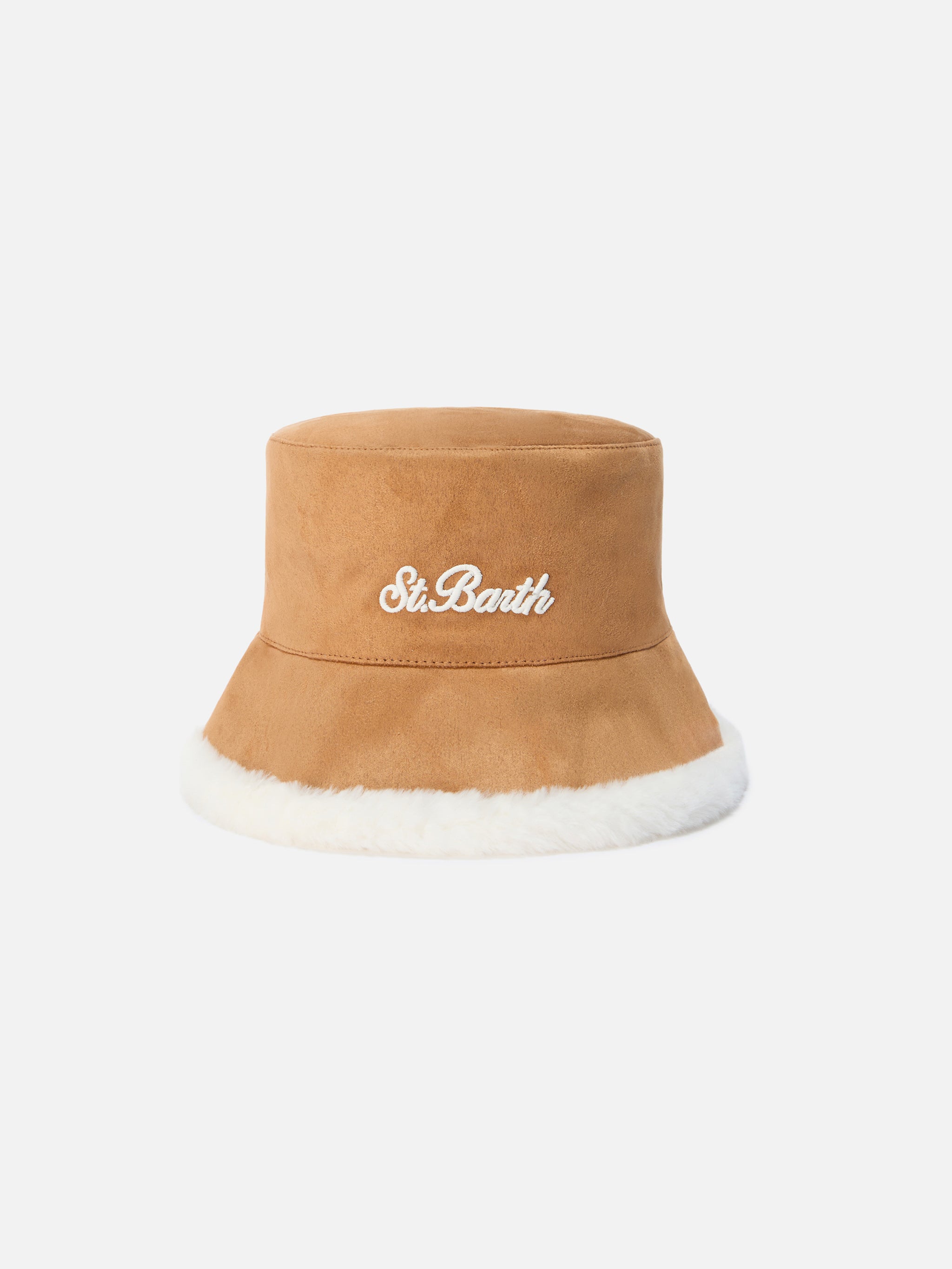 Bucket Hat Double Suede Fur, Reversible Brown