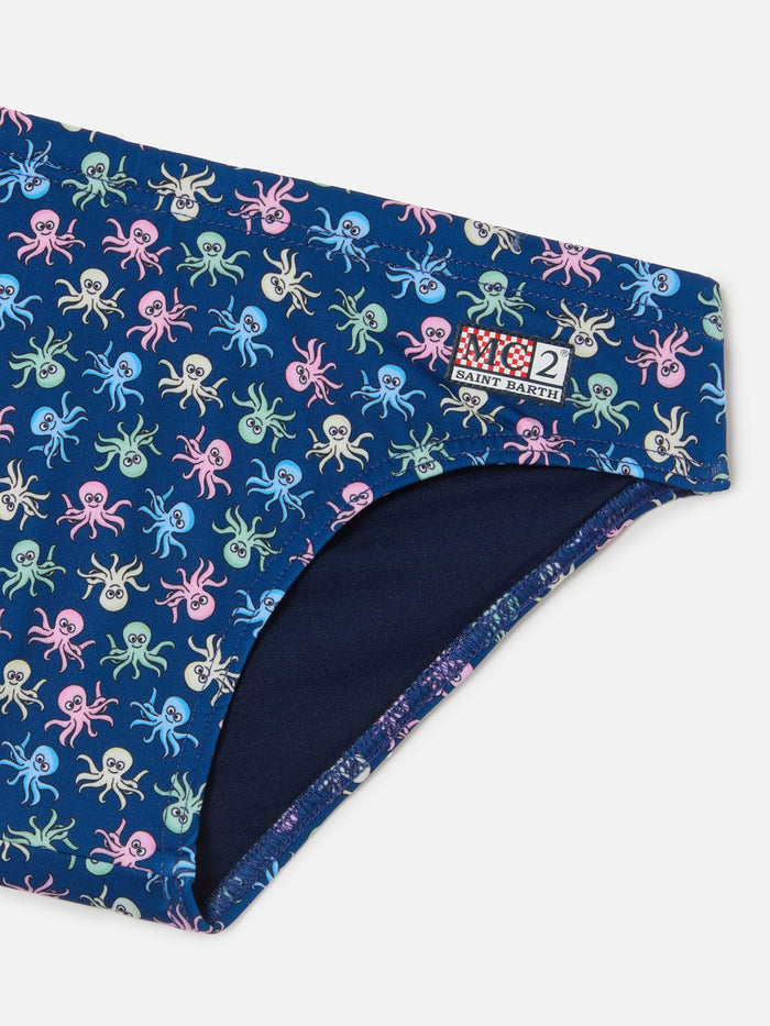 Billy Swim Briefs With All-Over Octopus Print Blue Brief / Slip