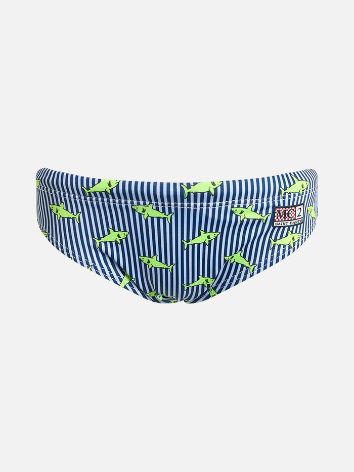 Boy Swim Briefs Billy With Sharks Print __single__ Brief / Slip
