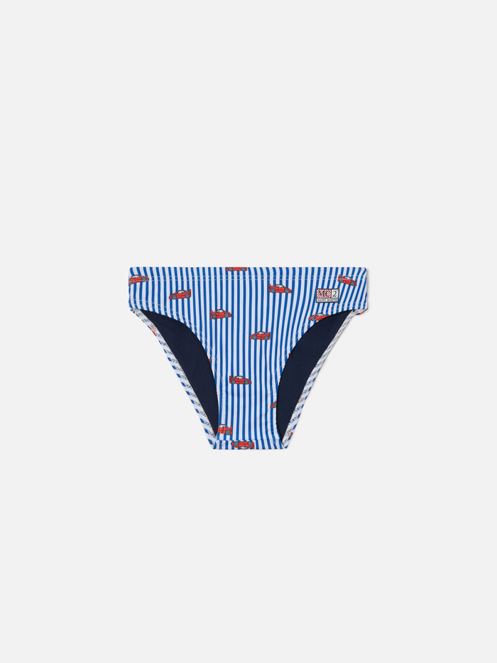 Billy Swim Briefs With Striped All-Over Car Print Blue Brief / Slip