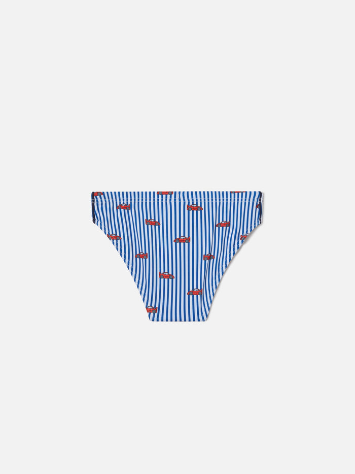 Billy Swim Briefs With Striped All-Over Car Print Blue Brief / Slip