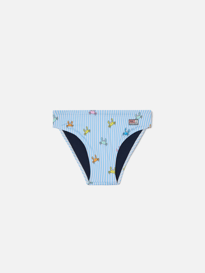 Billy Striped Swim Briefs With All-Over Crab Print Light Blue Brief / Slip