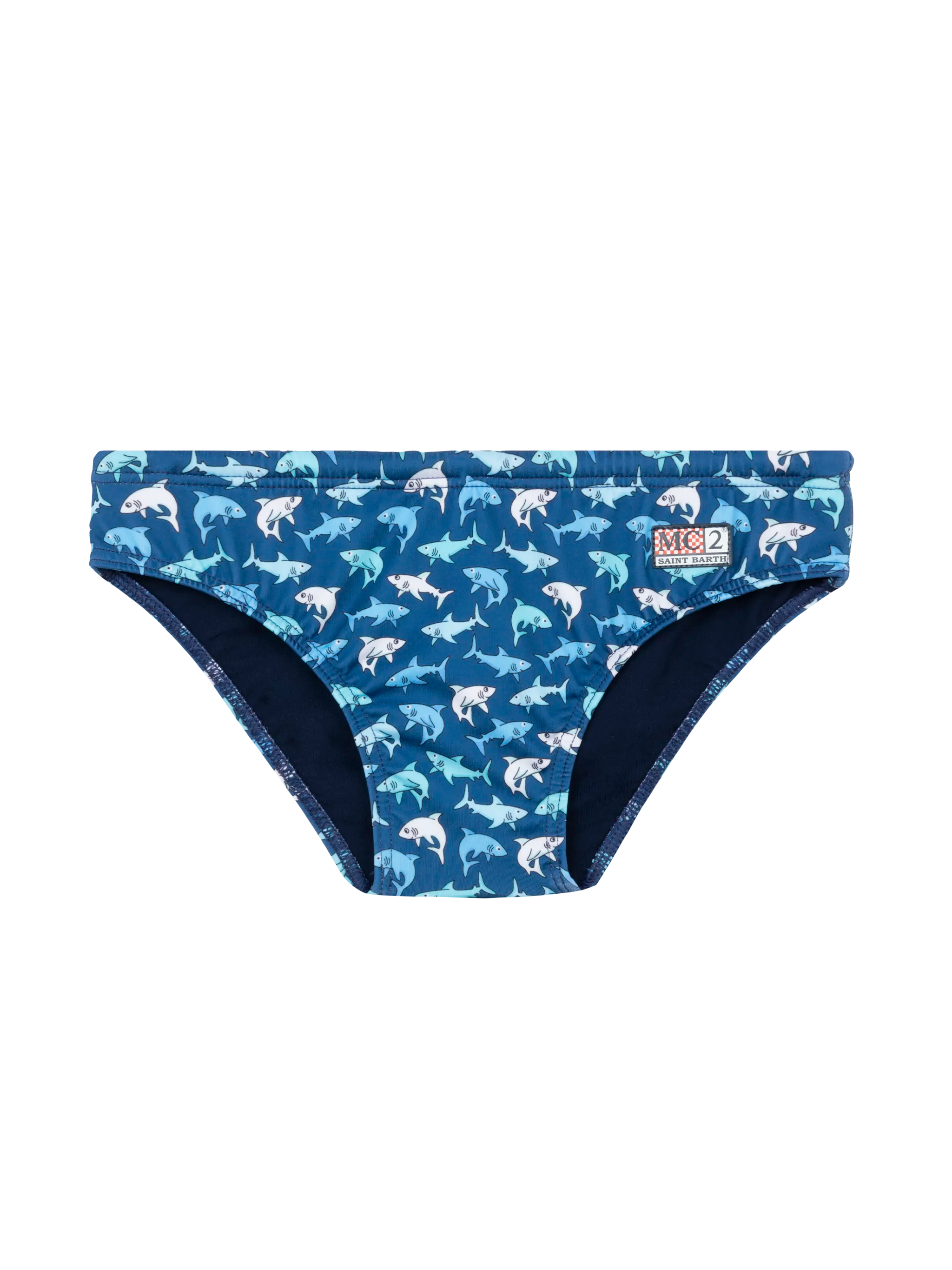 Boy Swim Briefs Billy With Shark Print Blue Brief / Slip