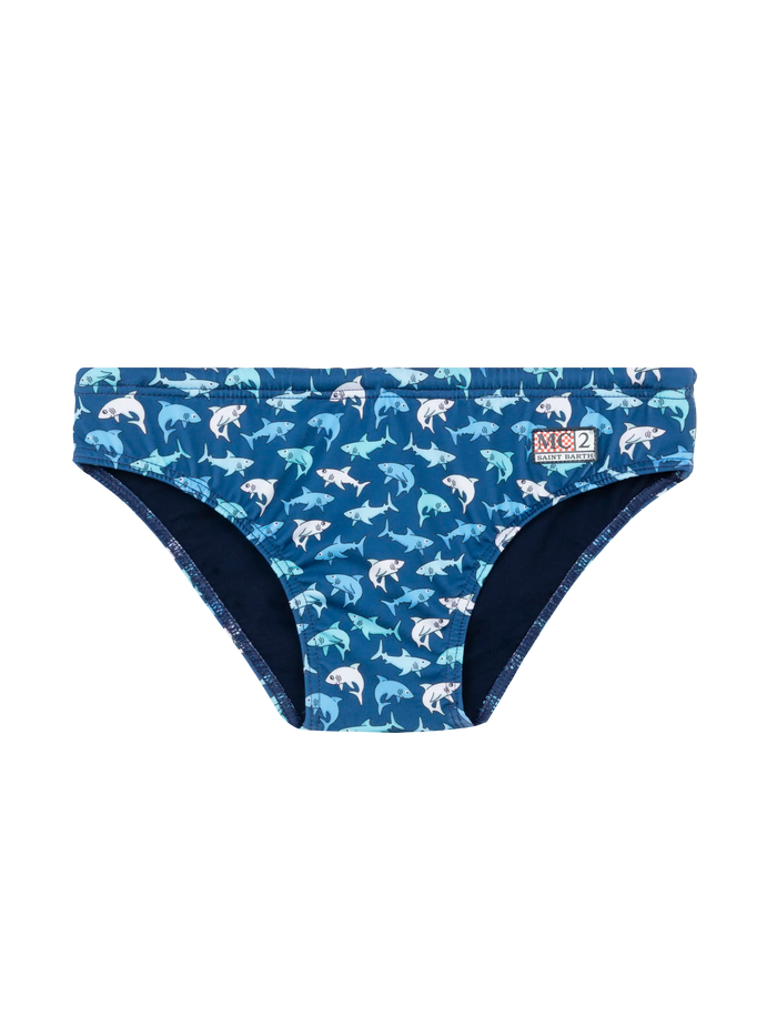 Boy Swim Briefs Billy With Shark Print __single__ Brief / Slip