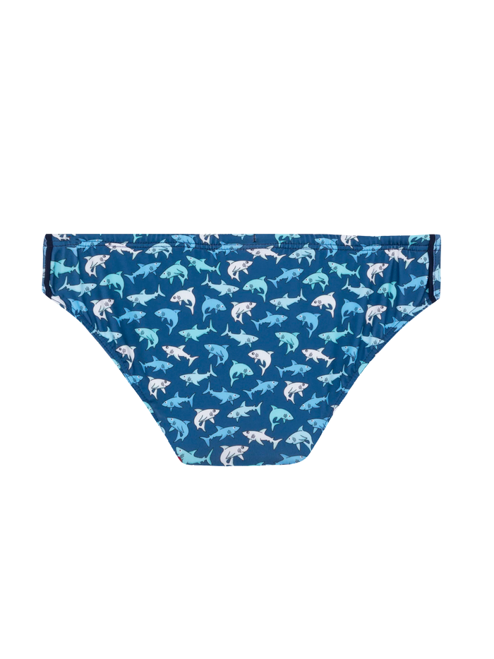 Boy Swim Briefs Billy With Shark Print __single__ Brief / Slip