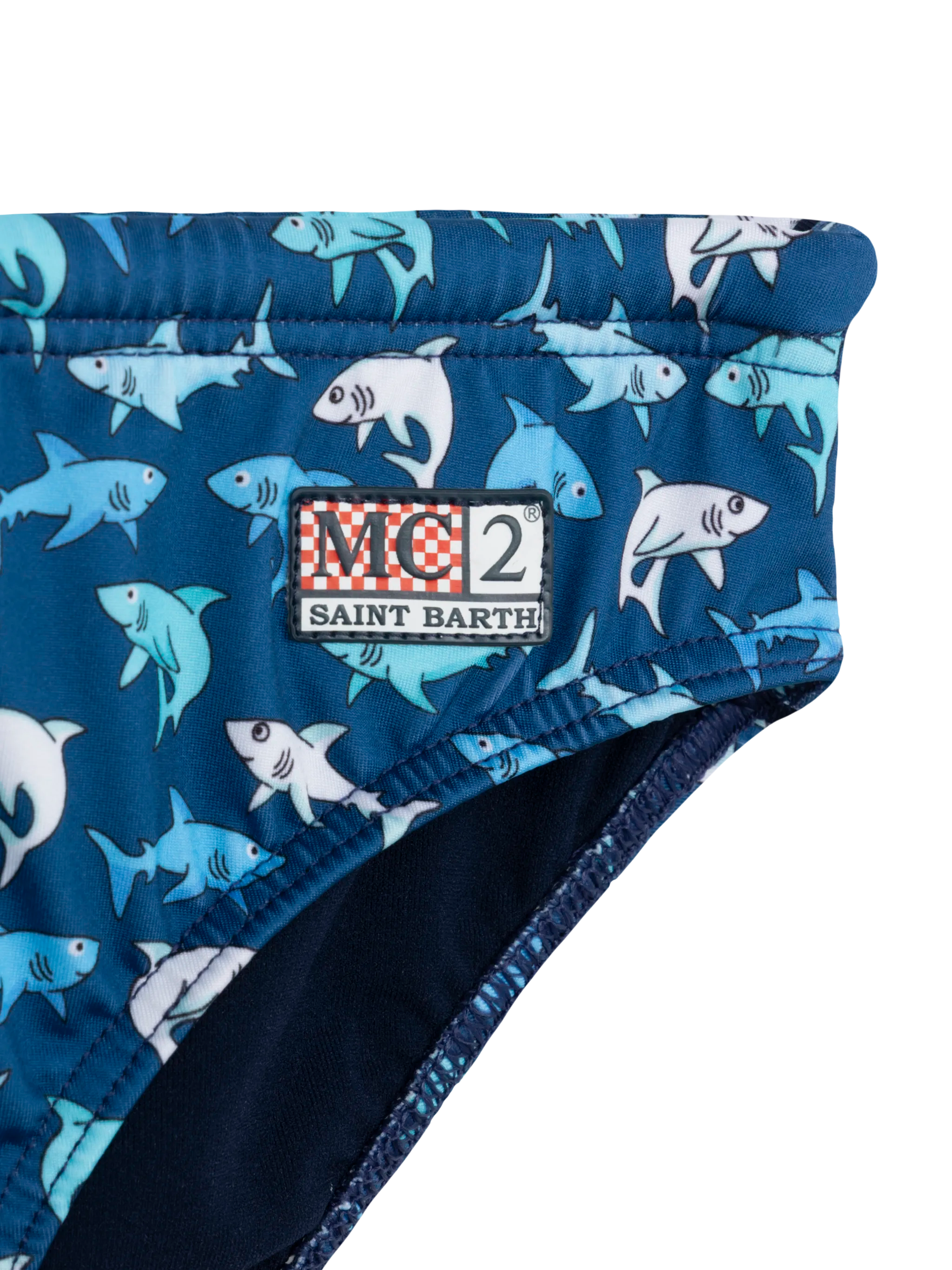 Boy Swim Briefs Billy With Shark Print Blue Brief / Slip