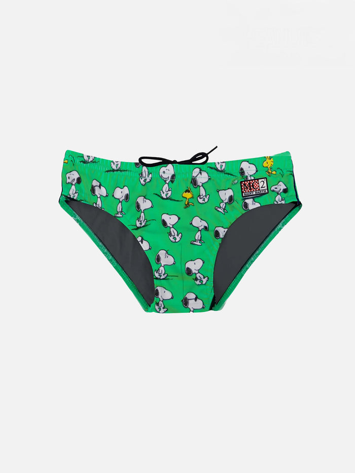 Snoopy Print Boy Swim Briefs | - Peanuts™ Special Edition Green Brief / Slip