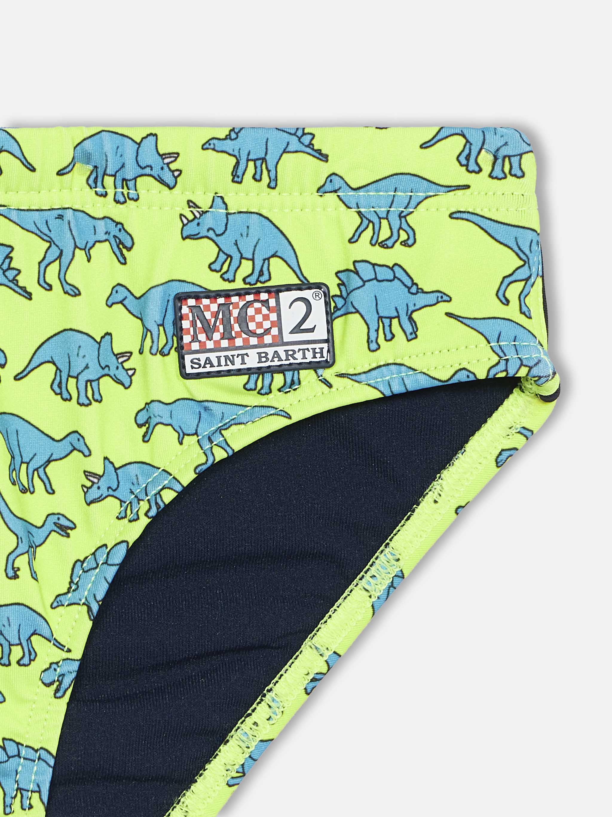 Boy Swim Briefs Billy With Dinosaur Print Yellow Brief / Slip