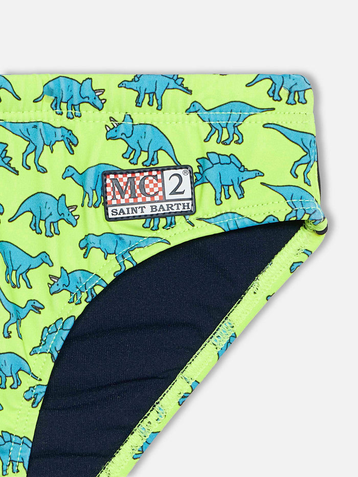 Boy Swim Briefs Billy With Dinosaur Print __single__ Brief / Slip