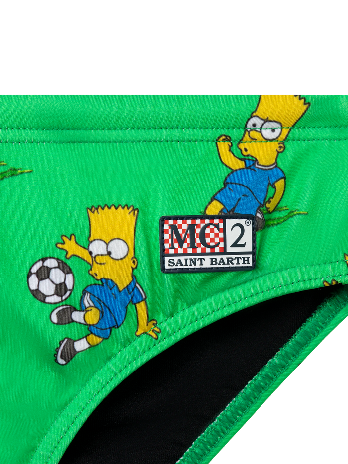 Boy Swim Briefs Billy With Bart Simpson Footlball Player Print | The Special Edition Green Brief / Slip
