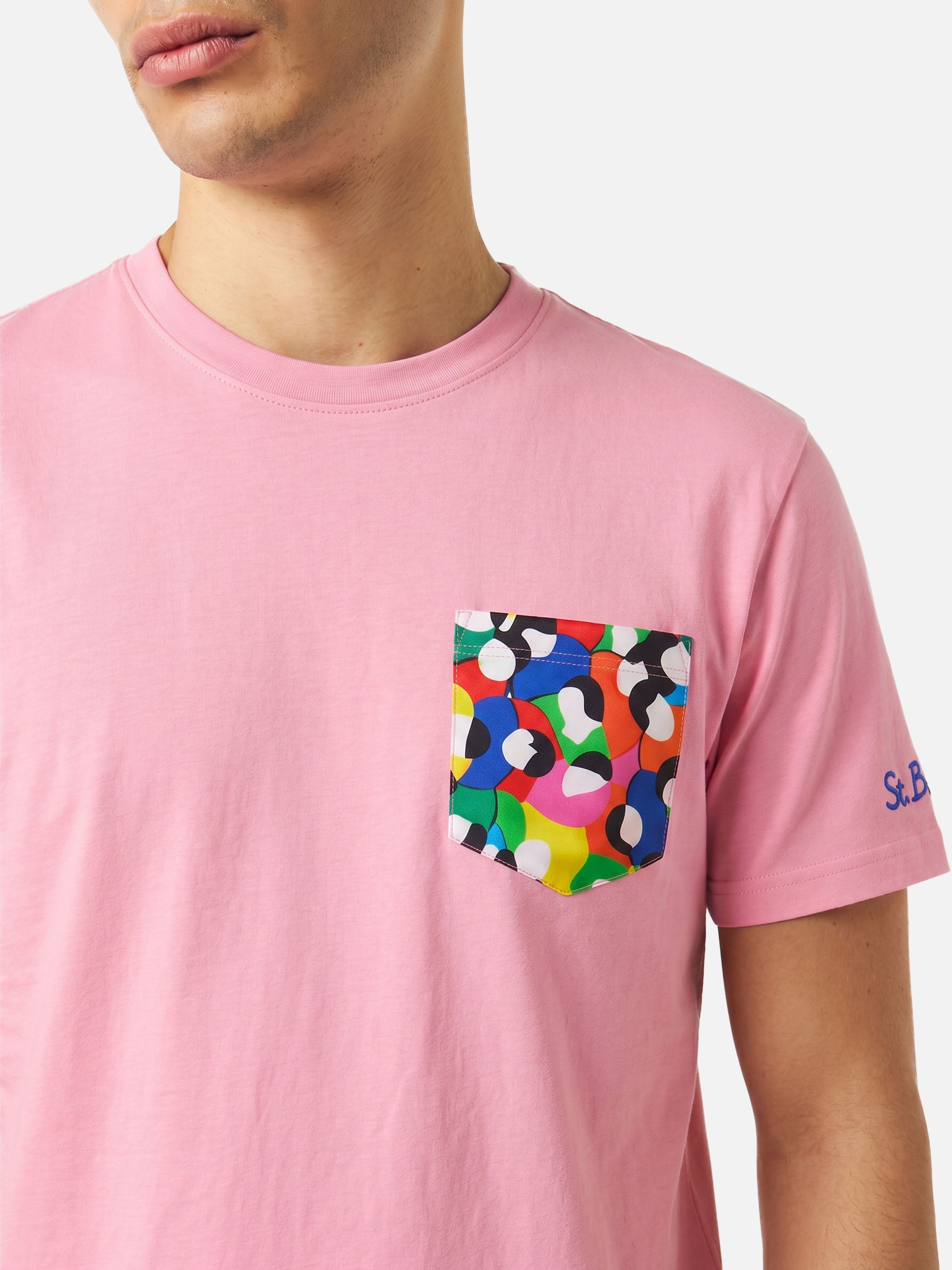 Pink Cotton T-Shirt Blanche With Lodola Printed Pocket | Special Edition