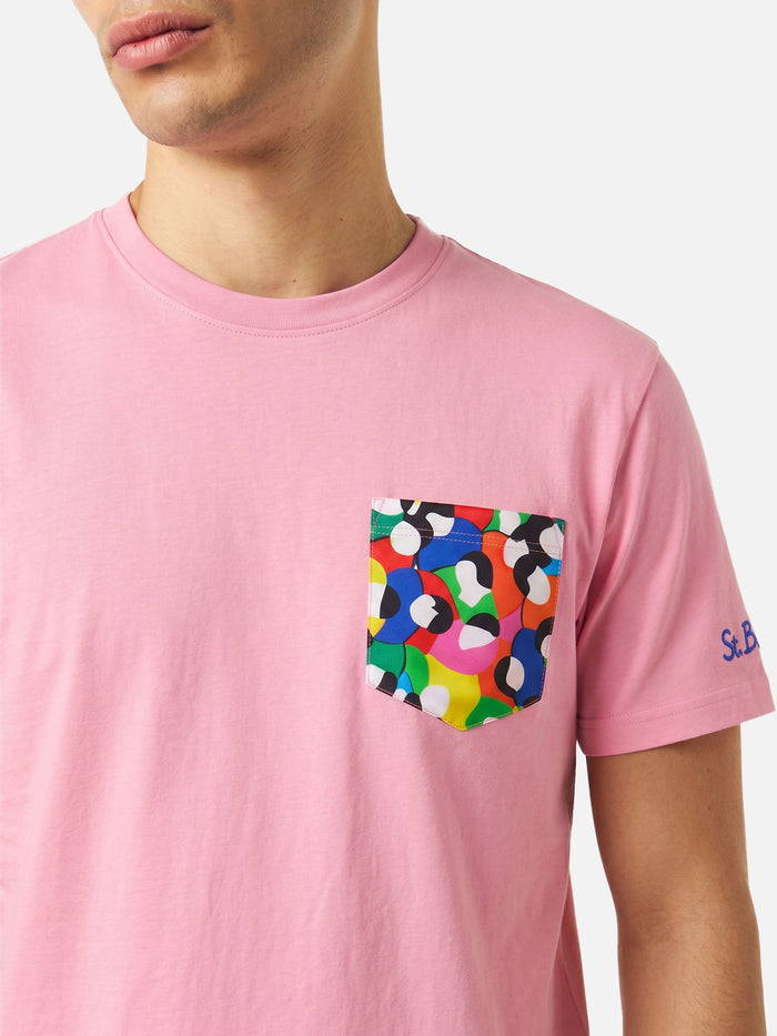 Pink Cotton T-Shirt Blanche With Lodola Printed Pocket | Special Edition
