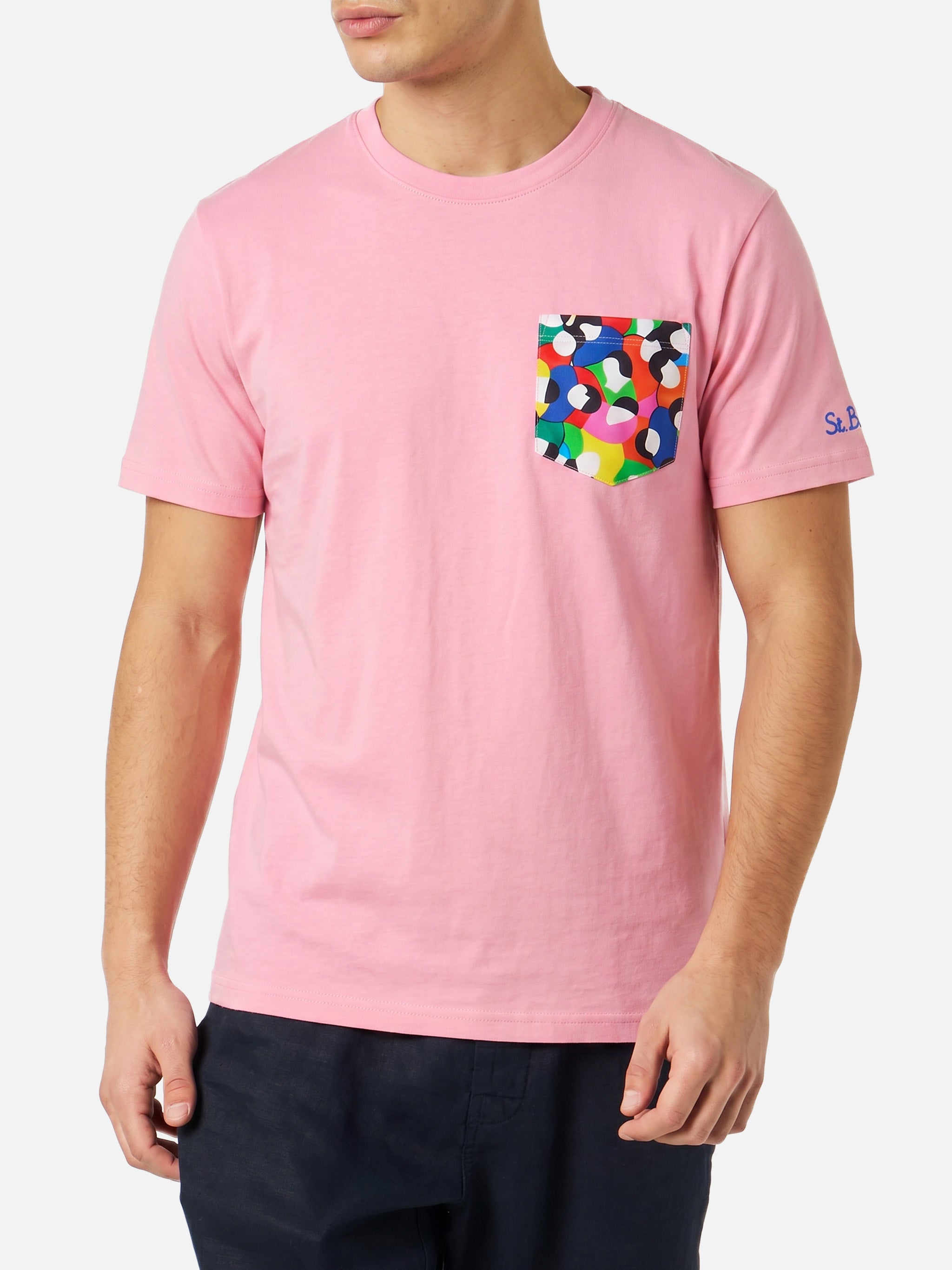 Pink Cotton T-Shirt Blanche With Lodola Printed Pocket | Special Edition