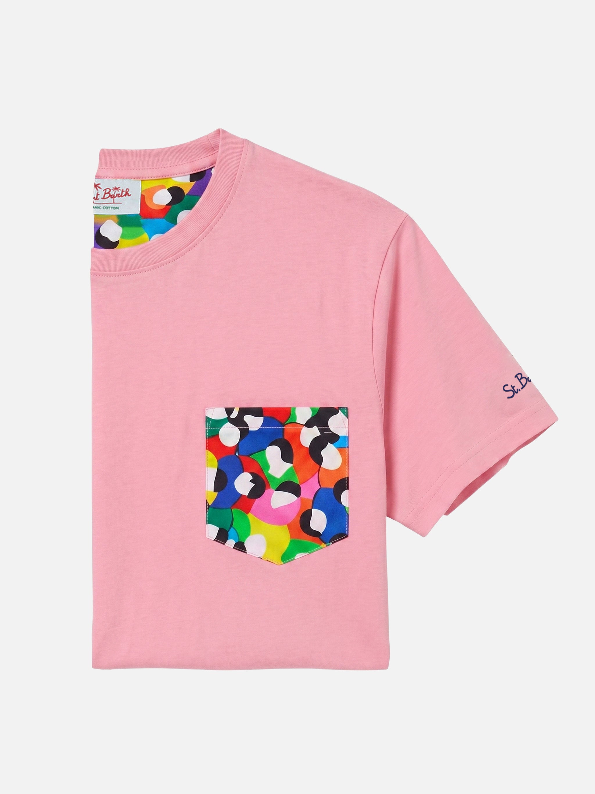 Pink Cotton T-Shirt Blanche With Lodola Printed Pocket | Special Edition