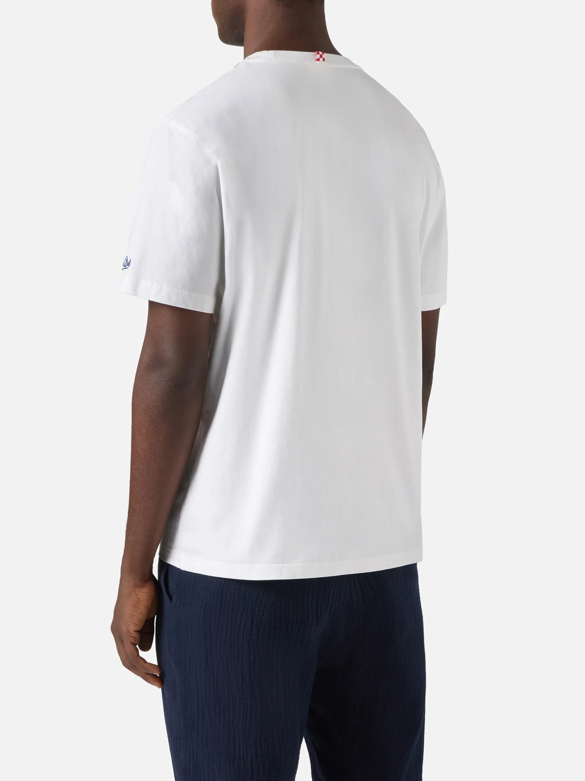 Blanche Cotton T-Shirt With Britto Printed Pocket | ©britto Special Edition White