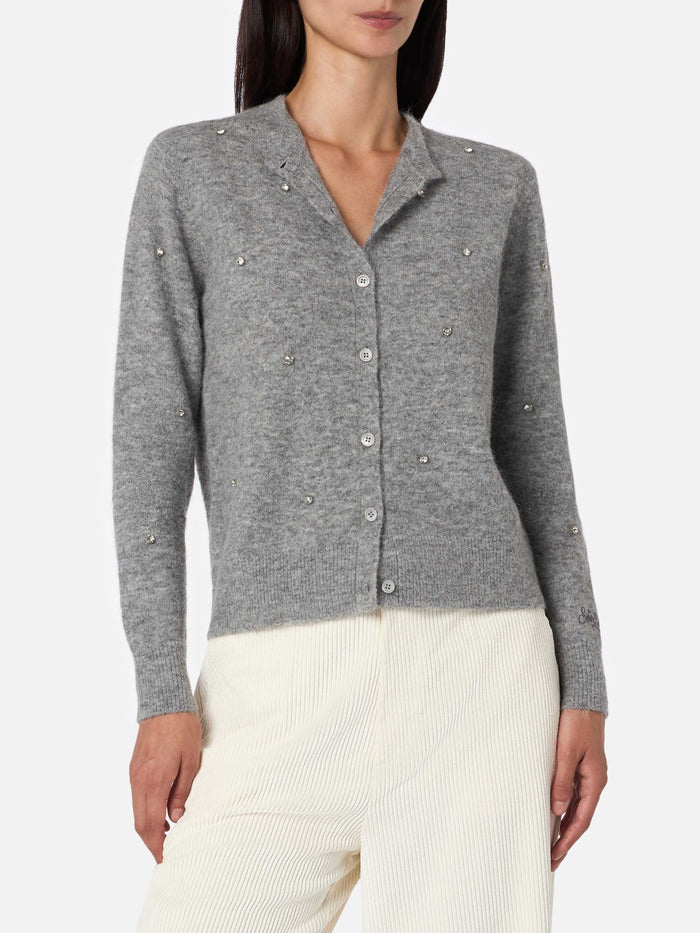 Bellamy Grey Cardigan With Rhinestones